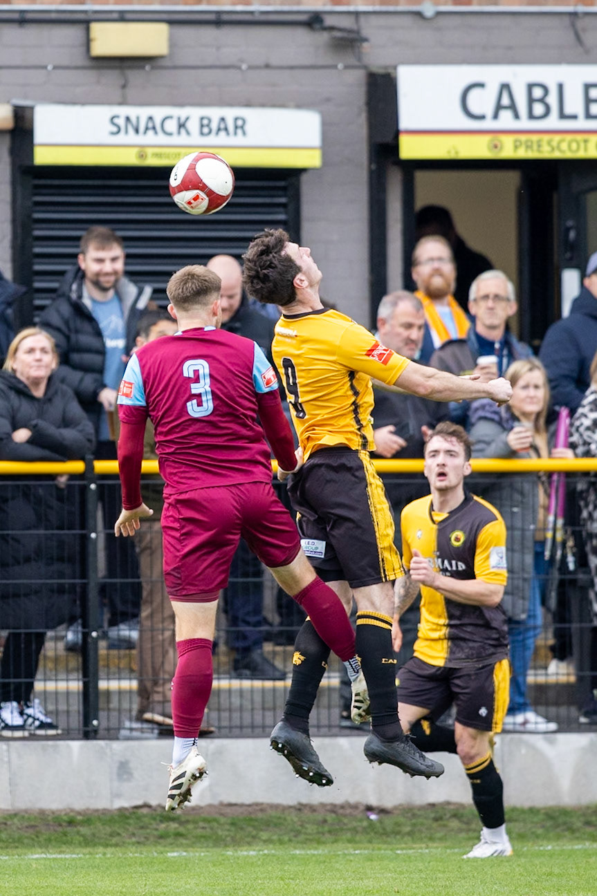 Prescot, ENGLAND -  during the NPL Premier Division match between Prescot Cables and  Stocksbridge Park Steels  at The Auto Safety Centre StadiumCanon Canon EOS R5 1250 1/2500 2.8 (Pic by John Middleton)