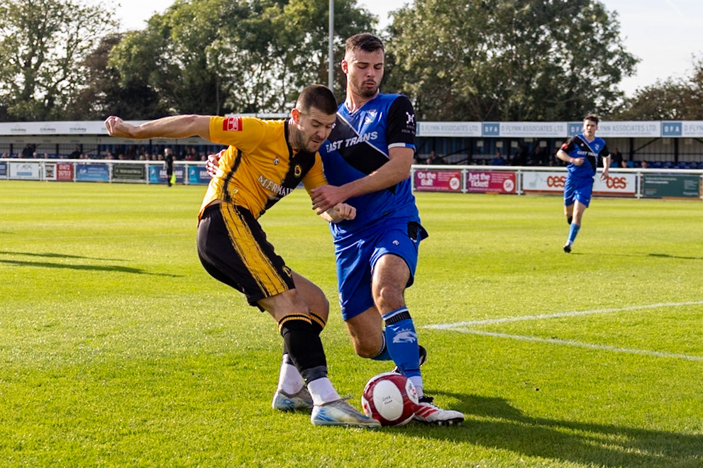 during the NPL Premier Division match between Cleethorpes Town  and  Prescot Cables at Cleethorpes.Canon Canon EOS R5 320 1/2500 2.8 (Pic by John Middleton)