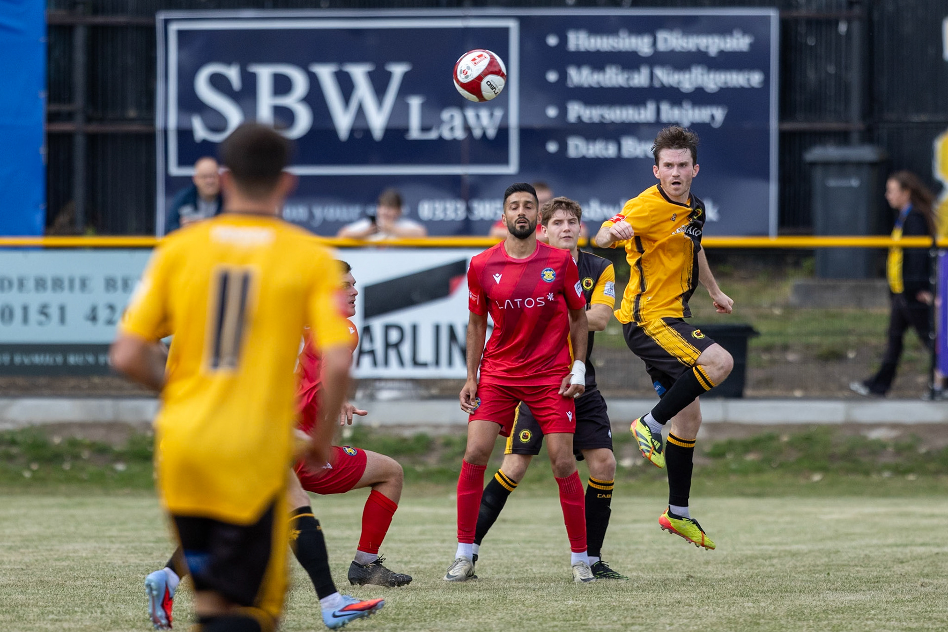 Prescot, ENGLAND - during the NPL Premier Division match between Prescot Cables and Stockton Town at Prescot.Canon Canon EOS R5 800 1/8000 2.8 (Pic by John Middleton)