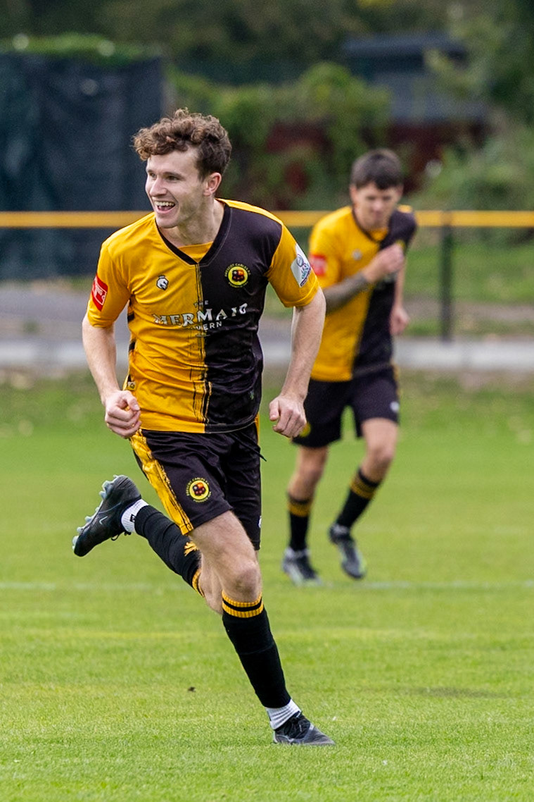 Prescot, ENGLAND -  during the NPL Premier Division match between Prescot Cables and  FC United  at The Auto Safety Centre StadiumCanon Canon EOS R3 1000 1/3200 2.8 (Pic by John Middleton)