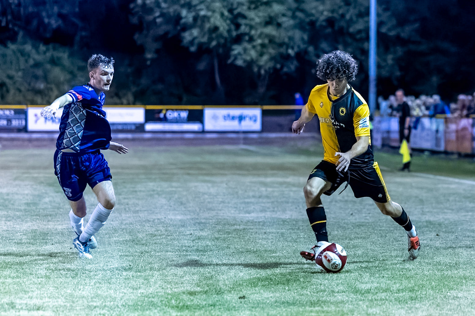 Prescot, ENGLAND -  during the NPL Premier Division match between Prescot Cables and  Leek Town  at The Auto Safety Centre StadiumCanon Canon EOS R3 10000 1/1000 2.8 (Pic by John Middleton)