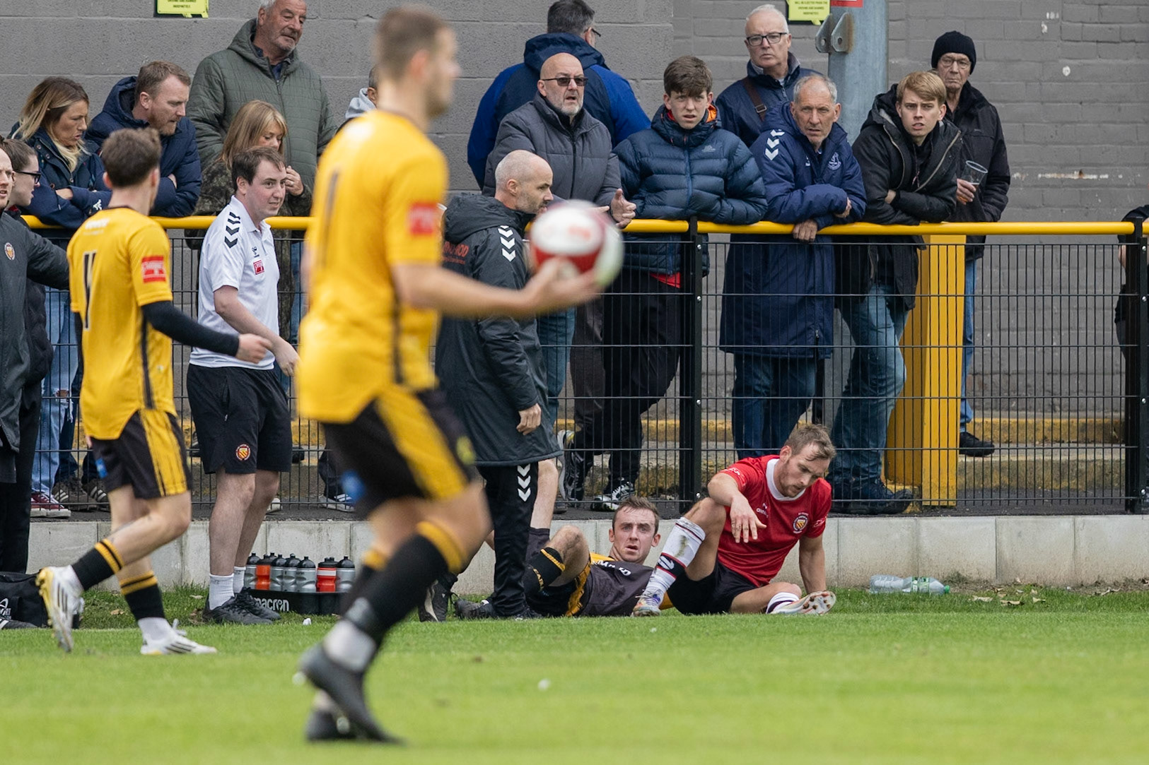 Prescot, ENGLAND -  during the NPL Premier Division match between Prescot Cables and  FC United  at The Auto Safety Centre StadiumCanon Canon EOS R5 800 1/3200 2.8 (Pic by John Middleton)