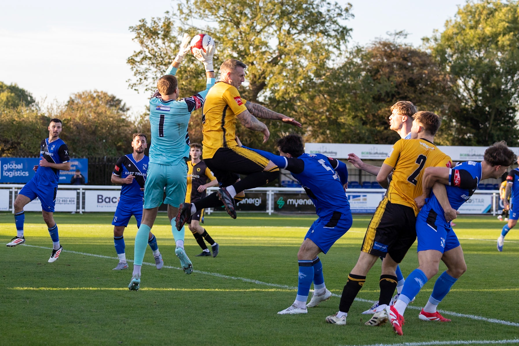 during the NPL Premier Division match between Cleethorpes Town  and  Prescot Cables at Cleethorpes.Canon Canon EOS R5 320 1/2500 2.8 (Pic by John Middleton)