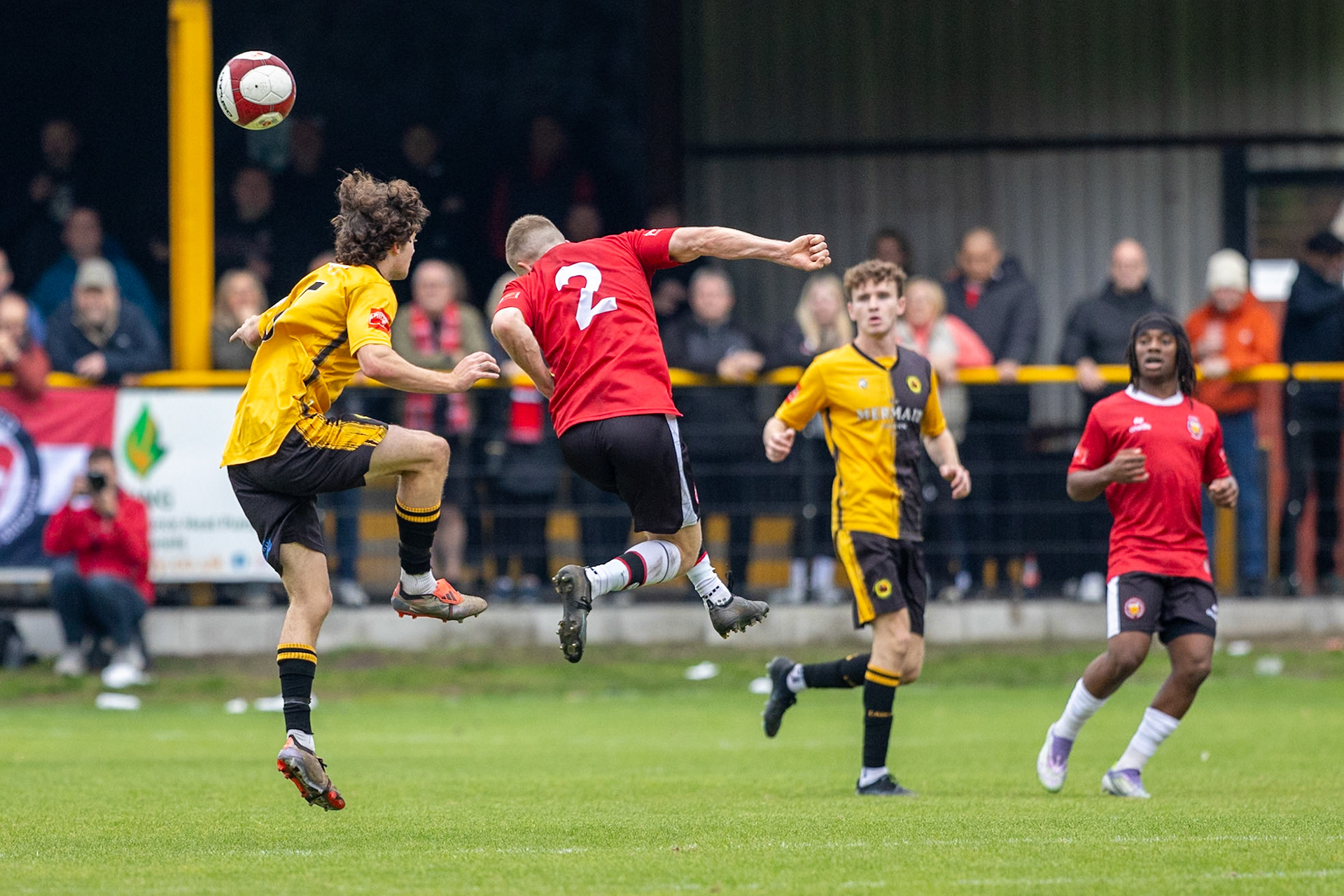 Prescot, ENGLAND -  during the NPL Premier Division match between Prescot Cables and  FC United  at The Auto Safety Centre StadiumCanon Canon EOS R5 1250 1/2000 2.8 (Pic by John Middleton)