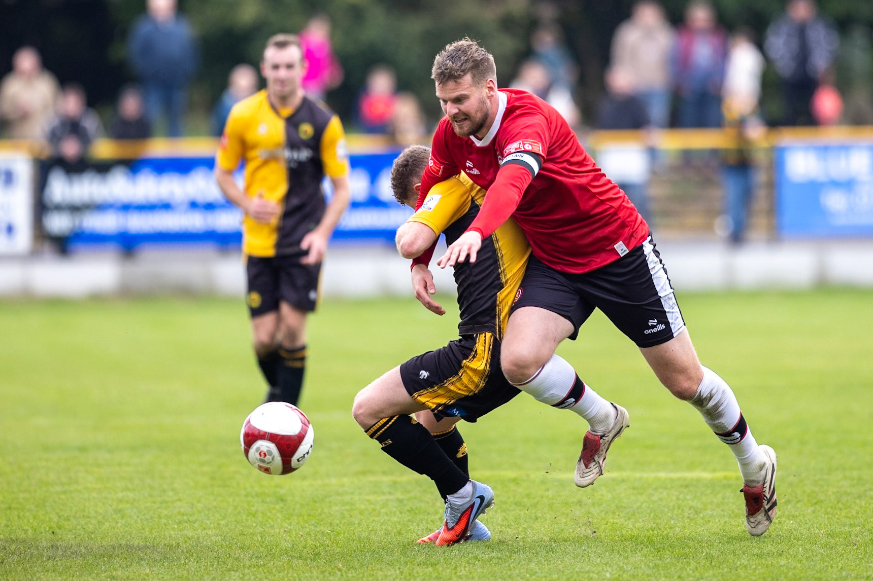 Prescot, ENGLAND -  during the NPL Premier Division match between Prescot Cables and  FC United  at The Auto Safety Centre StadiumCanon Canon EOS R5 800 1/2000 2.8 (Pic by John Middleton)
