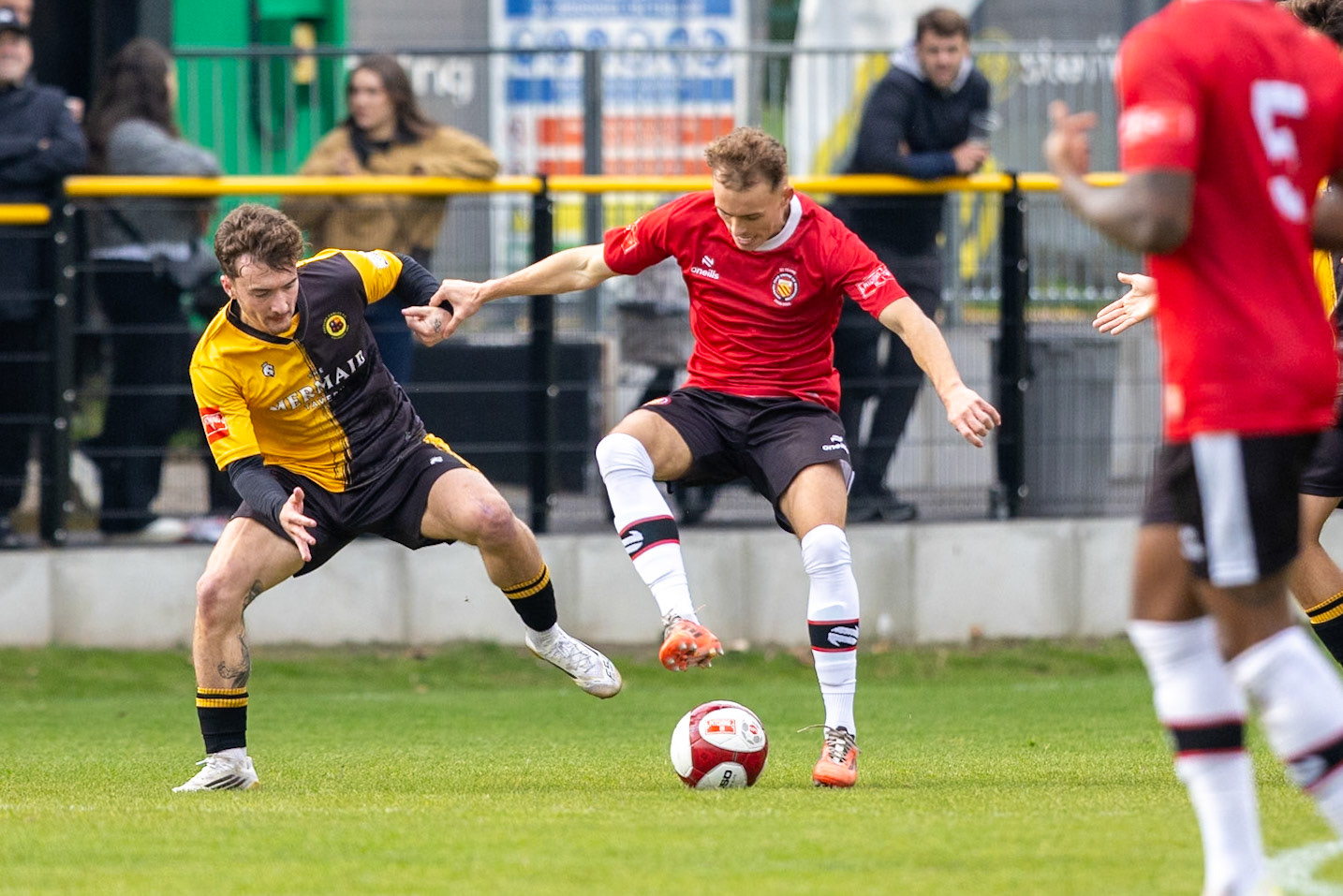 Prescot, ENGLAND -  during the NPL Premier Division match between Prescot Cables and  FC United  at The Auto Safety Centre StadiumCanon Canon EOS R5 800 1/3200 2.8 (Pic by John Middleton)