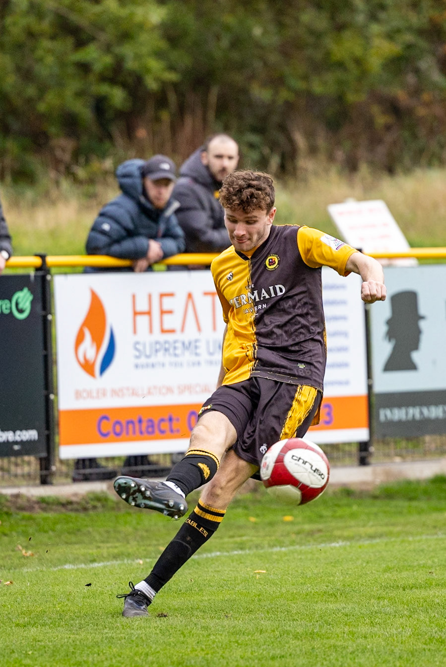 Prescot, ENGLAND -  during the NPL Premier Division match between Prescot Cables and  Stocksbridge Park Steels  at The Auto Safety Centre StadiumCanon Canon EOS R3 2000 1/3200 2.8 (Pic by John Middleton)