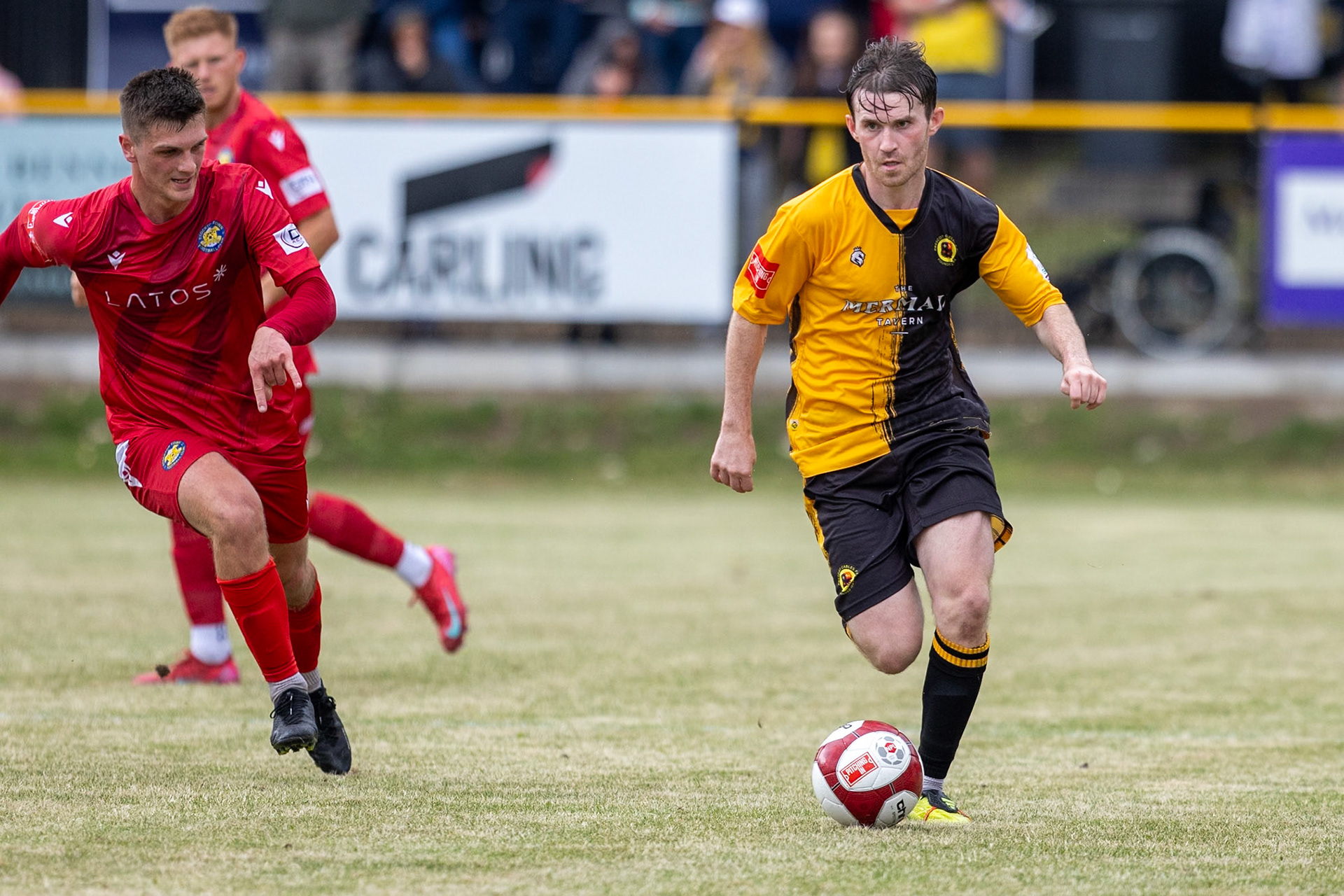 Prescot, ENGLAND - during the NPL Premier Division match between Prescot Cables and Stockton Town at Prescot.Canon Canon EOS R5 800 1/3200 2.8 (Pic by John Middleton)