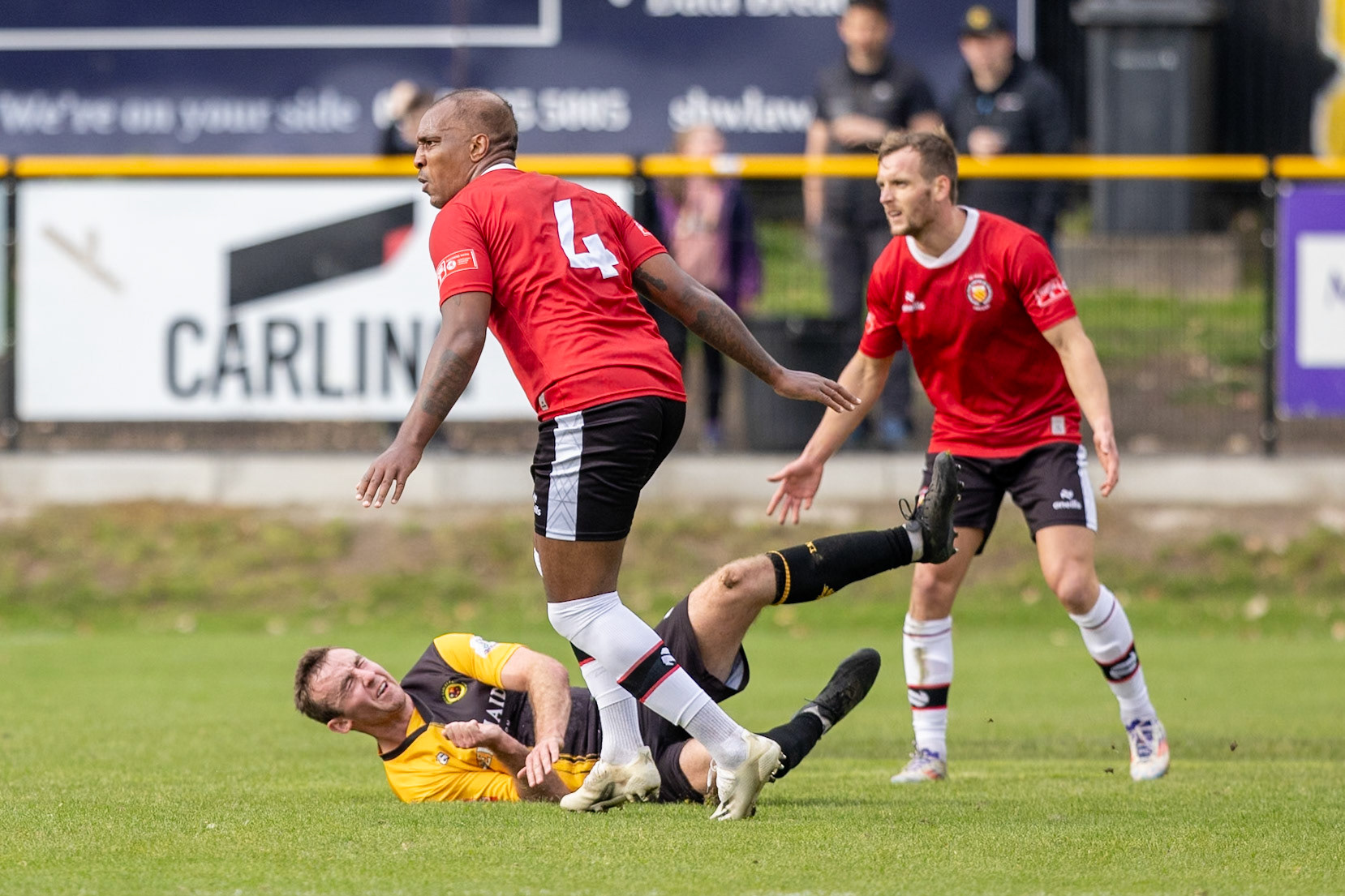Prescot, ENGLAND -  during the NPL Premier Division match between Prescot Cables and  FC United  at The Auto Safety Centre StadiumCanon Canon EOS R5 800 1/3200 2.8 (Pic by John Middleton)