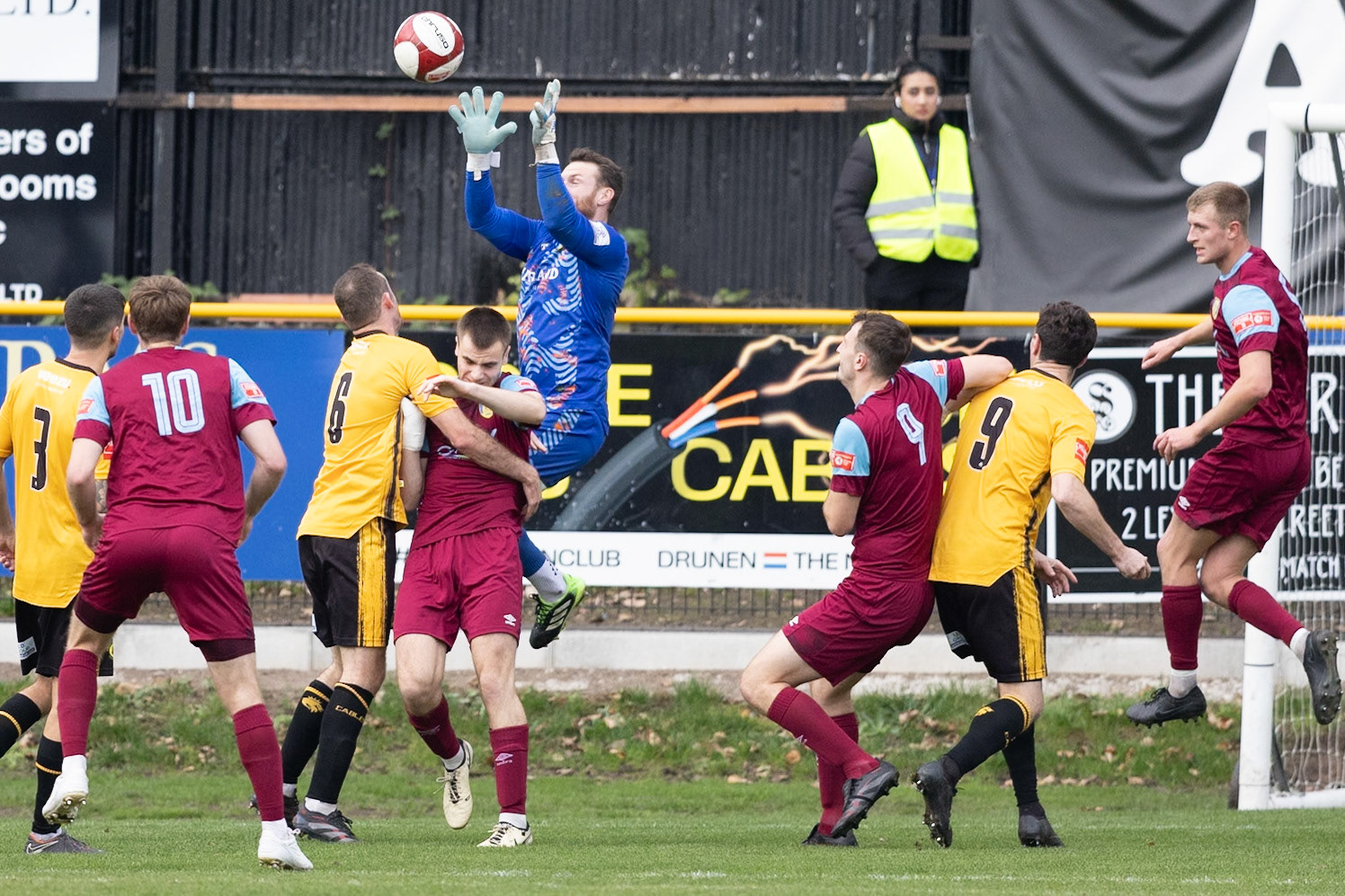 Prescot, ENGLAND -  during the NPL Premier Division match between Prescot Cables and  Stocksbridge Park Steels  at The Auto Safety Centre StadiumCanon Canon EOS R5 1000 1/3200 2.8 (Pic by John Middleton)