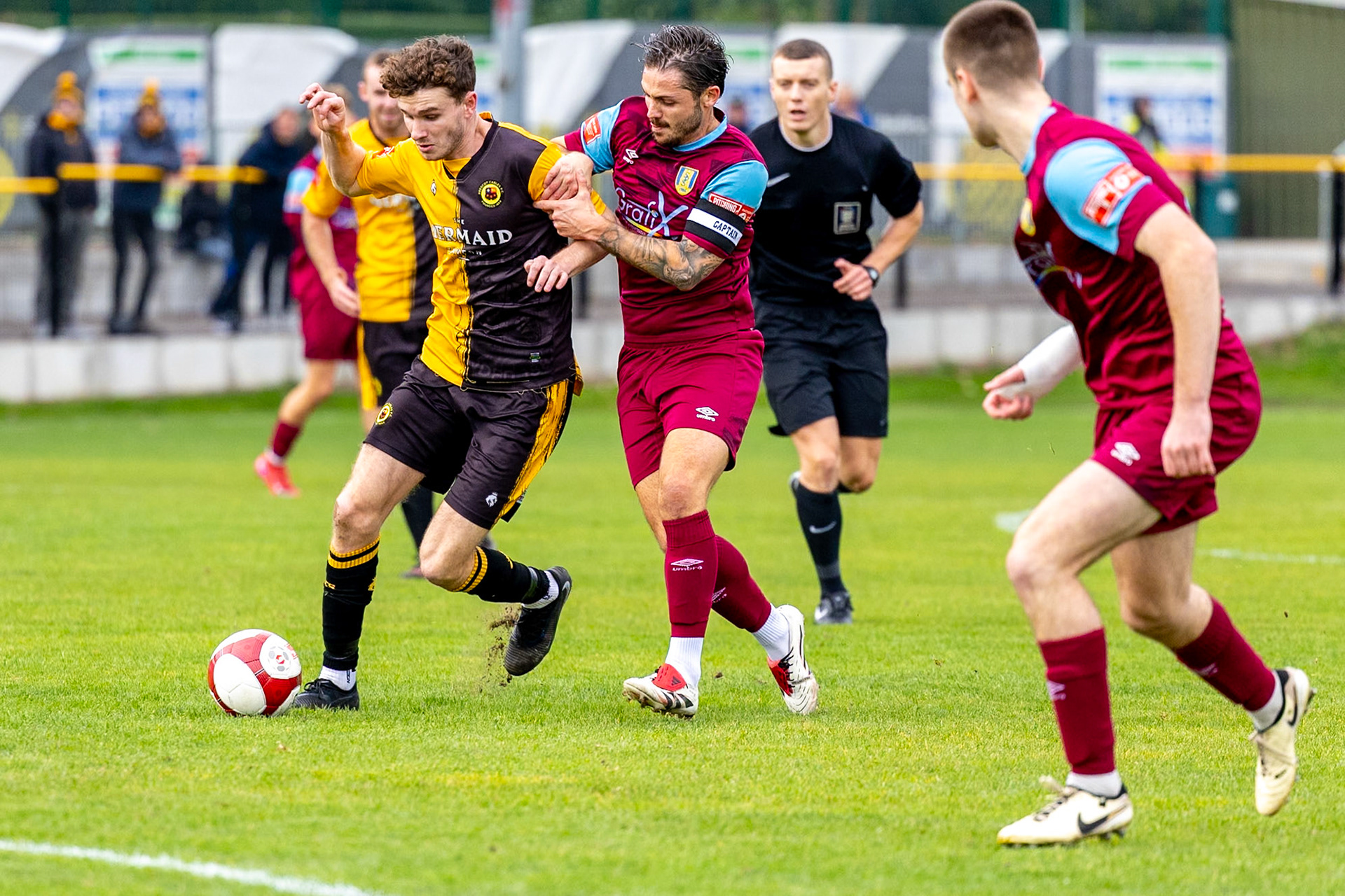 Prescot, ENGLAND -  during the NPL Premier Division match between Prescot Cables and  Stocksbridge Park Steels  at The Auto Safety Centre StadiumCanon Canon EOS R3 800 1/2500 2.8 (Pic by John Middleton)