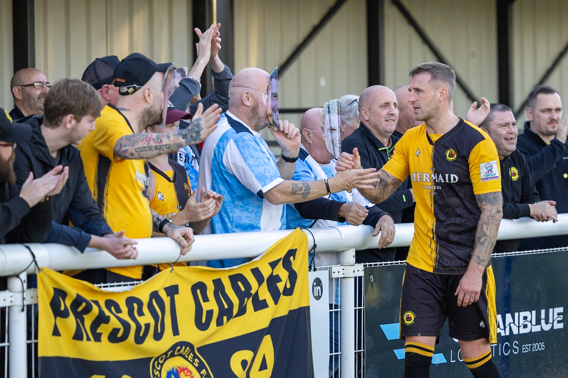 during the NPL Premier Division match between Cleethorpes Town  and  Prescot Cables at Cleethorpes.Canon Canon EOS R5 320 1/2500 2.8 (Pic by John Middleton)