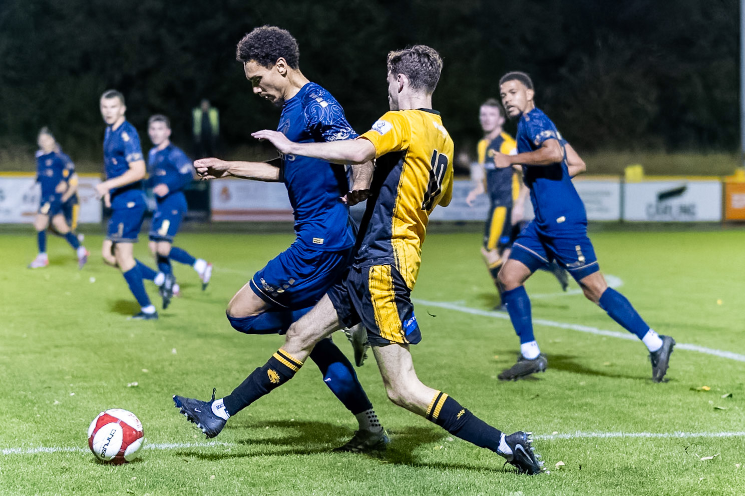 Prescot, ENGLAND -  during the NPL Premier Division match between Prescot Cables and  Warrington Town  at The Auto Safety Centre StadiumCanon Canon EOS R6m2 6400 1/1600 1.2 (Pic by John Middleton)