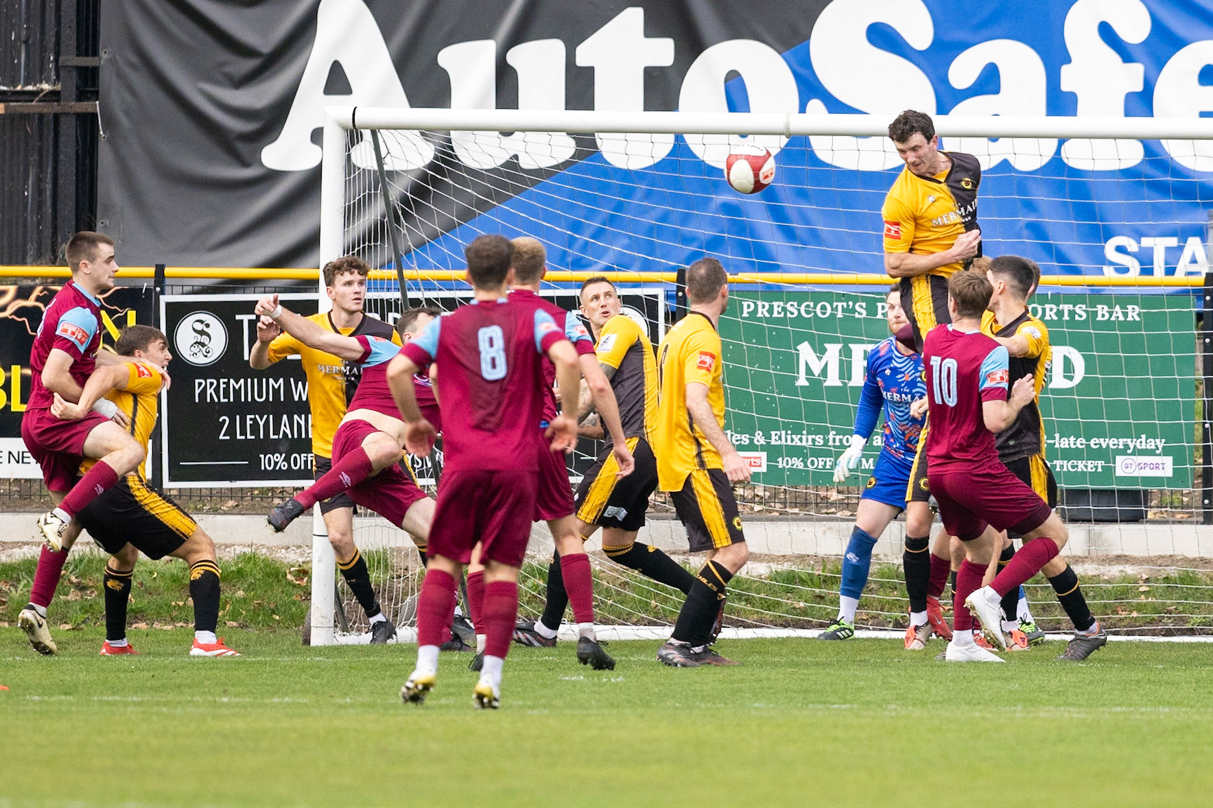 Prescot, ENGLAND -  during the NPL Premier Division match between Prescot Cables and  Stocksbridge Park Steels  at The Auto Safety Centre StadiumCanon Canon EOS R5 1250 1/3200 2.8 (Pic by John Middleton)