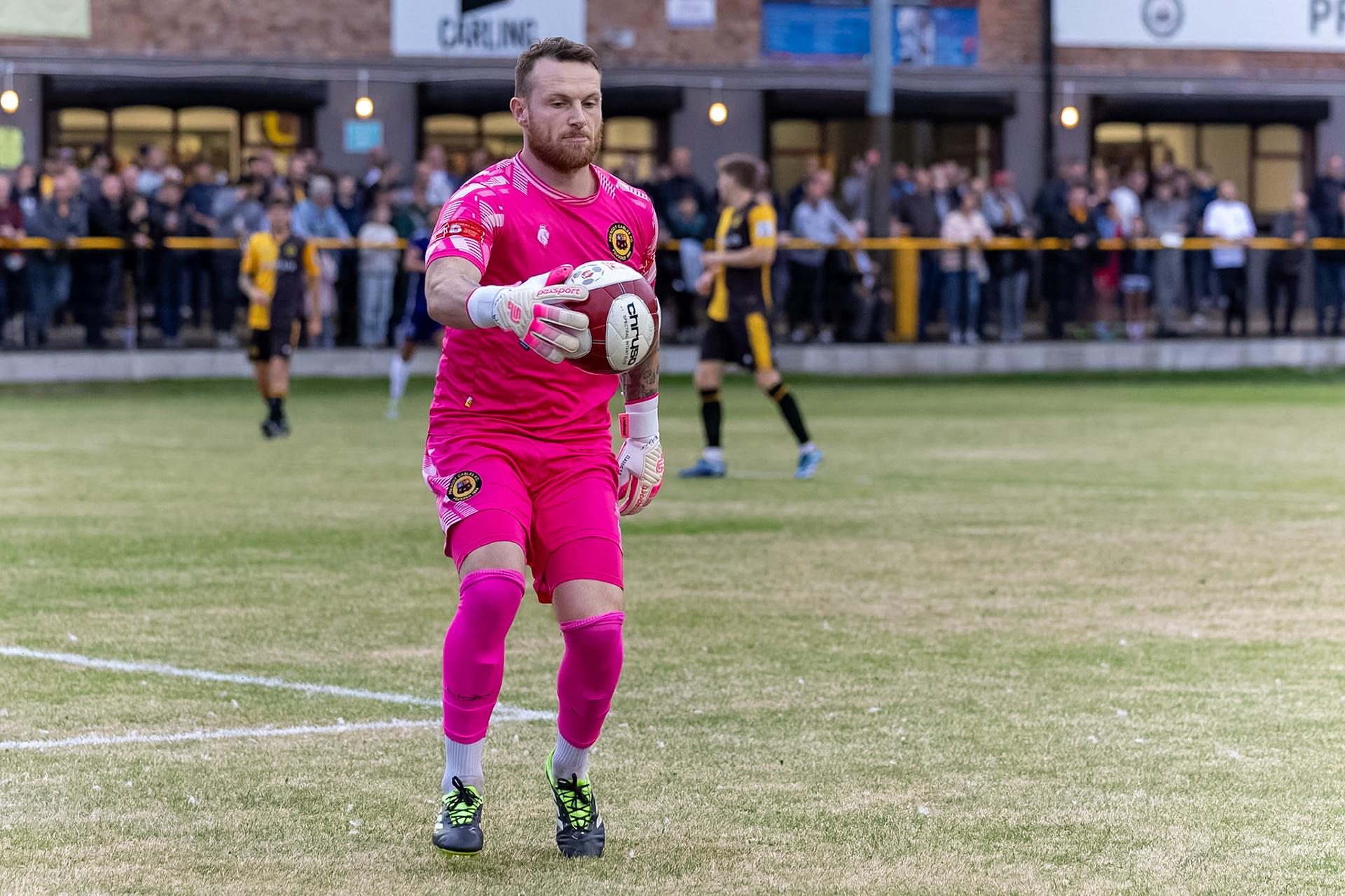 Prescot, ENGLAND -  during the NPL Premier Division match between Prescot Cables and  Leek Town  at The Auto Safety Centre StadiumCanon Canon EOS R3 5000 1/2000 2.8 (Pic by John Middleton)
