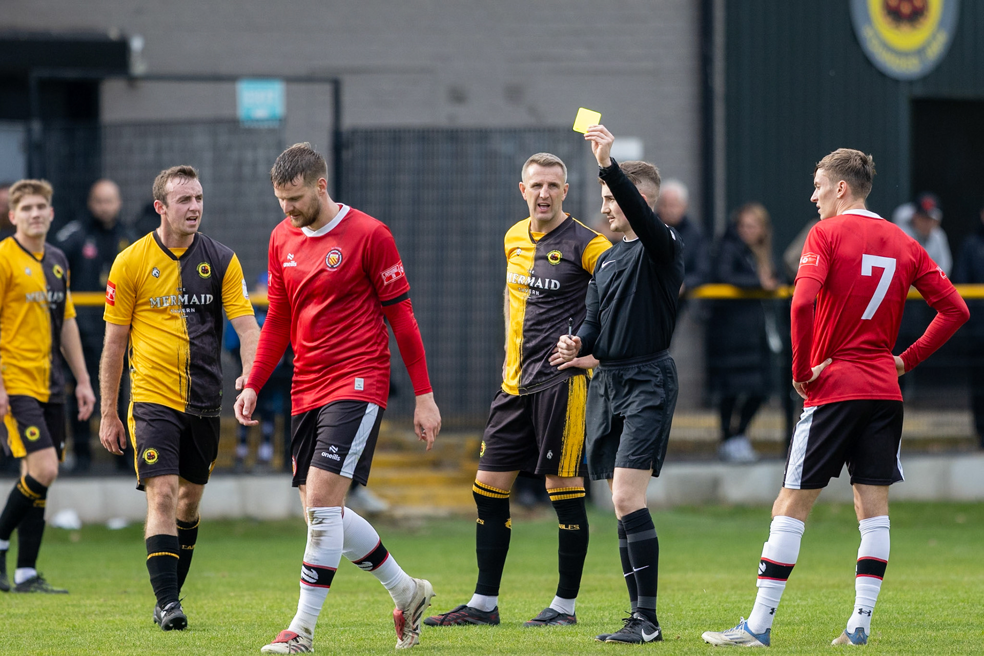 Prescot, ENGLAND -  during the NPL Premier Division match between Prescot Cables and  FC United  at The Auto Safety Centre StadiumCanon Canon EOS R5 800 1/3200 2.8 (Pic by John Middleton)