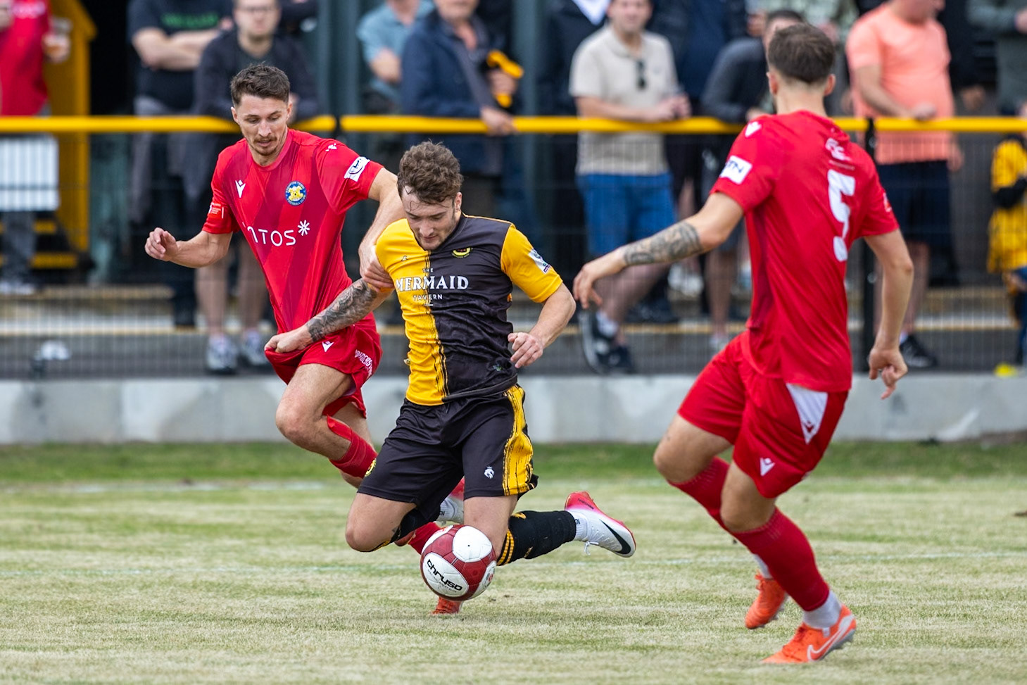 Prescot, ENGLAND - during the NPL Premier Division match between Prescot Cables and Stockton Town at Prescot.Canon Canon EOS R5 800 1/4000 2.8 (Pic by John Middleton)