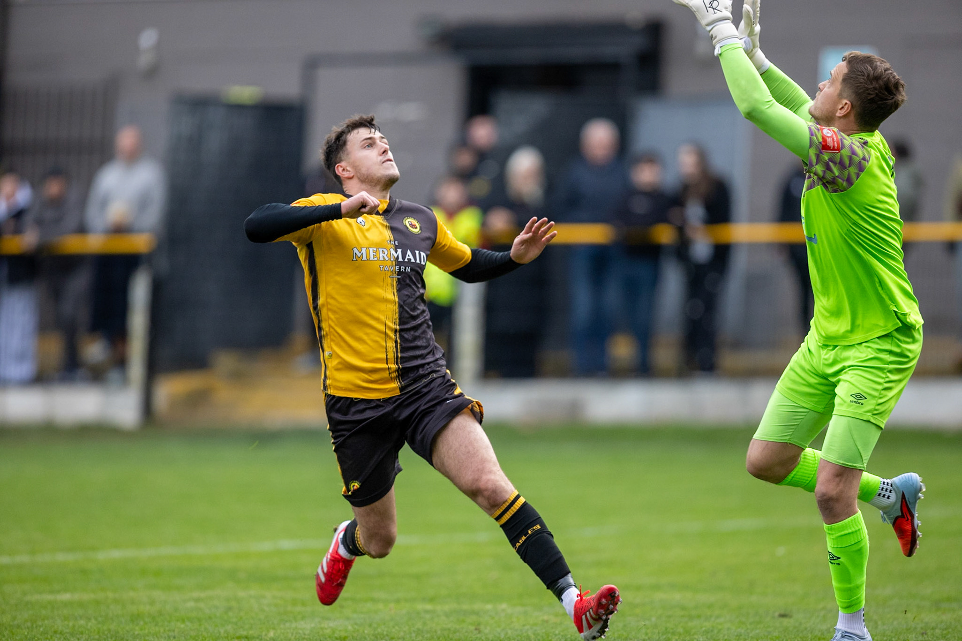 Prescot, ENGLAND -  during the NPL Premier Division match between Prescot Cables and  Stocksbridge Park Steels  at The Auto Safety Centre StadiumCanon Canon EOS R5 2000 1/3200 2.8 (Pic by John Middleton)
