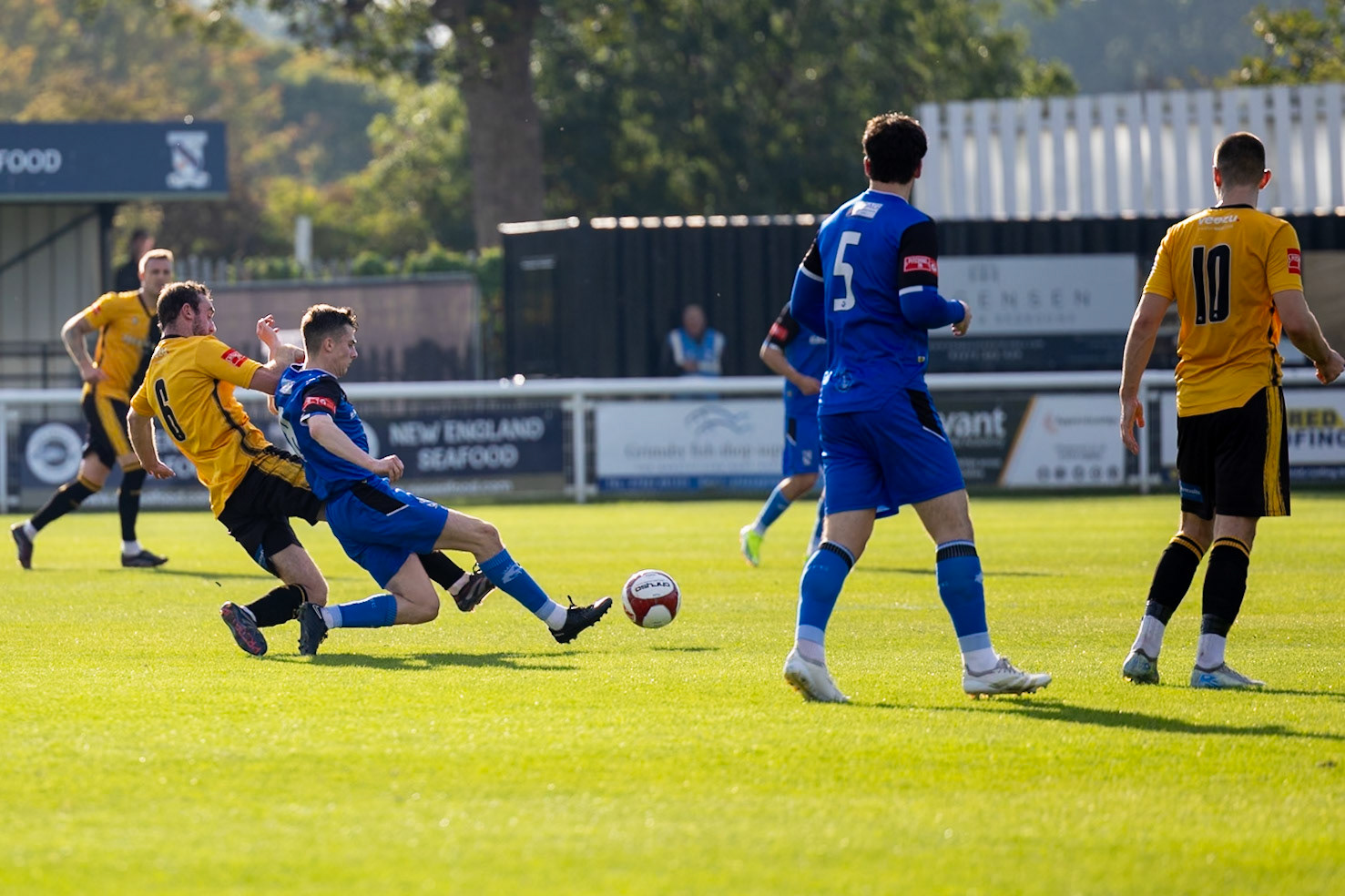 during the NPL Premier Division match between Cleethorpes Town  and  Prescot Cables at Cleethorpes.Canon Canon EOS R5 320 1/2500 2.8 (Pic by John Middleton)