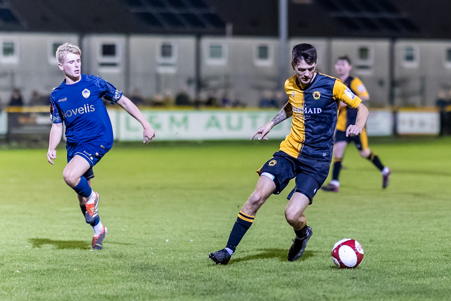 Prescot, ENGLAND -  during the NPL Premier Division match between Prescot Cables and  Warrington Town  at The Auto Safety Centre StadiumCanon Canon EOS R5 6400 1/1250 1.2 (Pic by John Middleton)