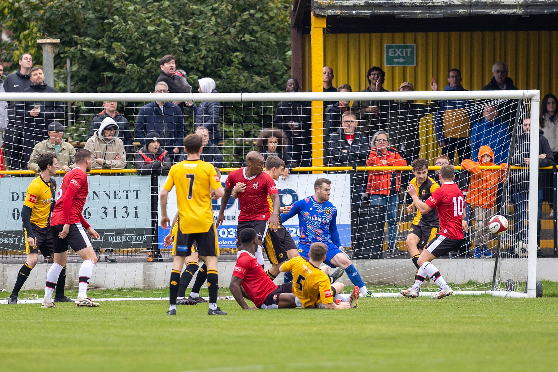 Prescot, ENGLAND -  during the NPL Premier Division match between Prescot Cables and  FC United  at The Auto Safety Centre StadiumCanon Canon EOS R5 1250 1/2500 2.8 (Pic by John Middleton)