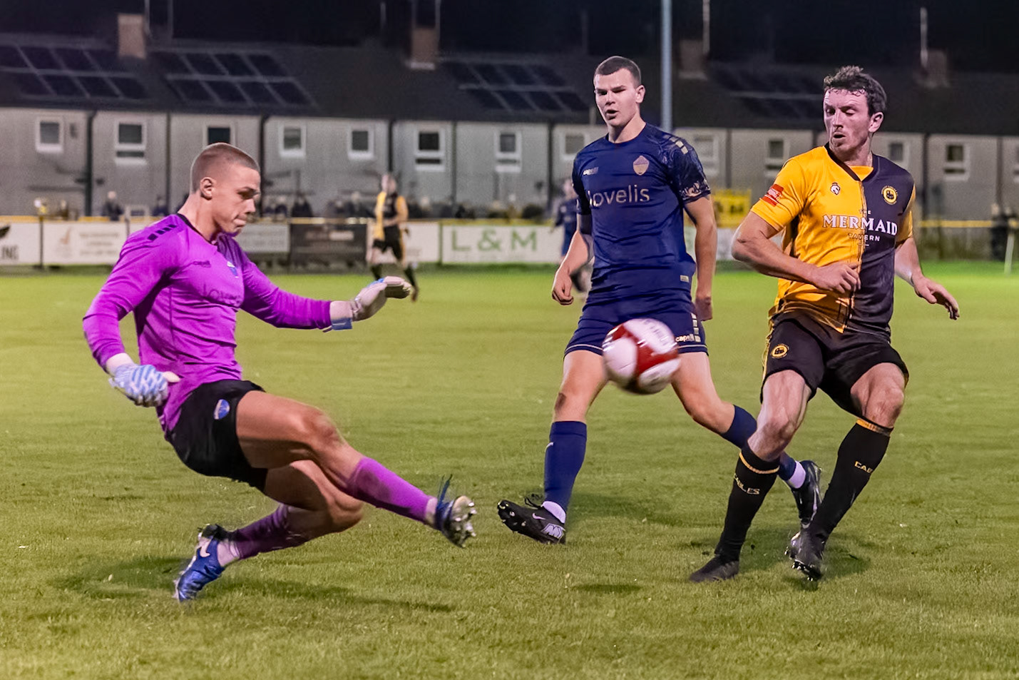 Prescot, ENGLAND -  during the NPL Premier Division match between Prescot Cables and  Warrington Town  at The Auto Safety Centre StadiumCanon Canon EOS R3 10000 1/1250 2.8 (Pic by John Middleton)