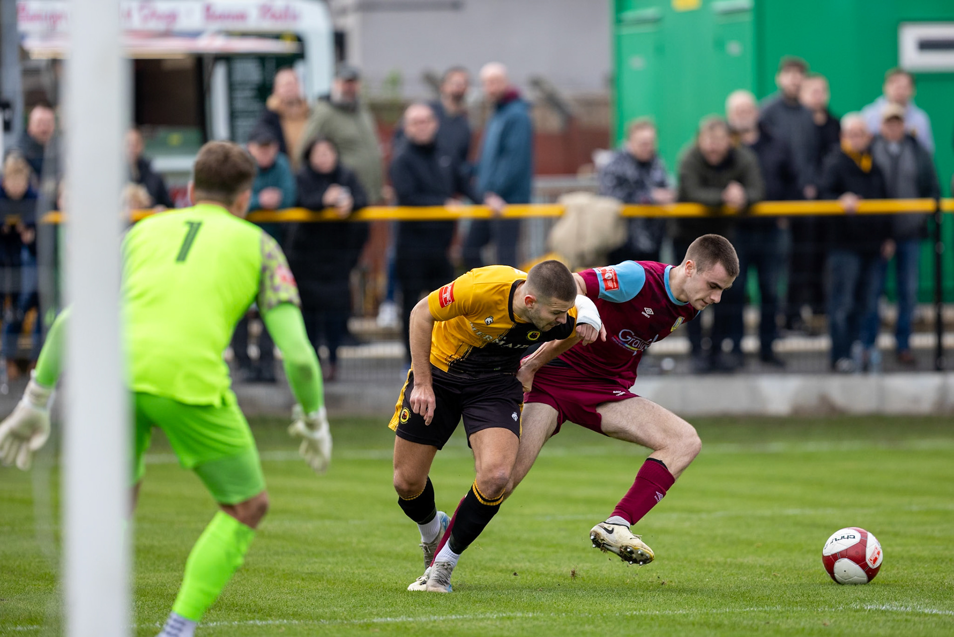 Prescot, ENGLAND -  during the NPL Premier Division match between Prescot Cables and  Stocksbridge Park Steels  at The Auto Safety Centre StadiumCanon Canon EOS R5 1250 1/3200 2.8 (Pic by John Middleton)