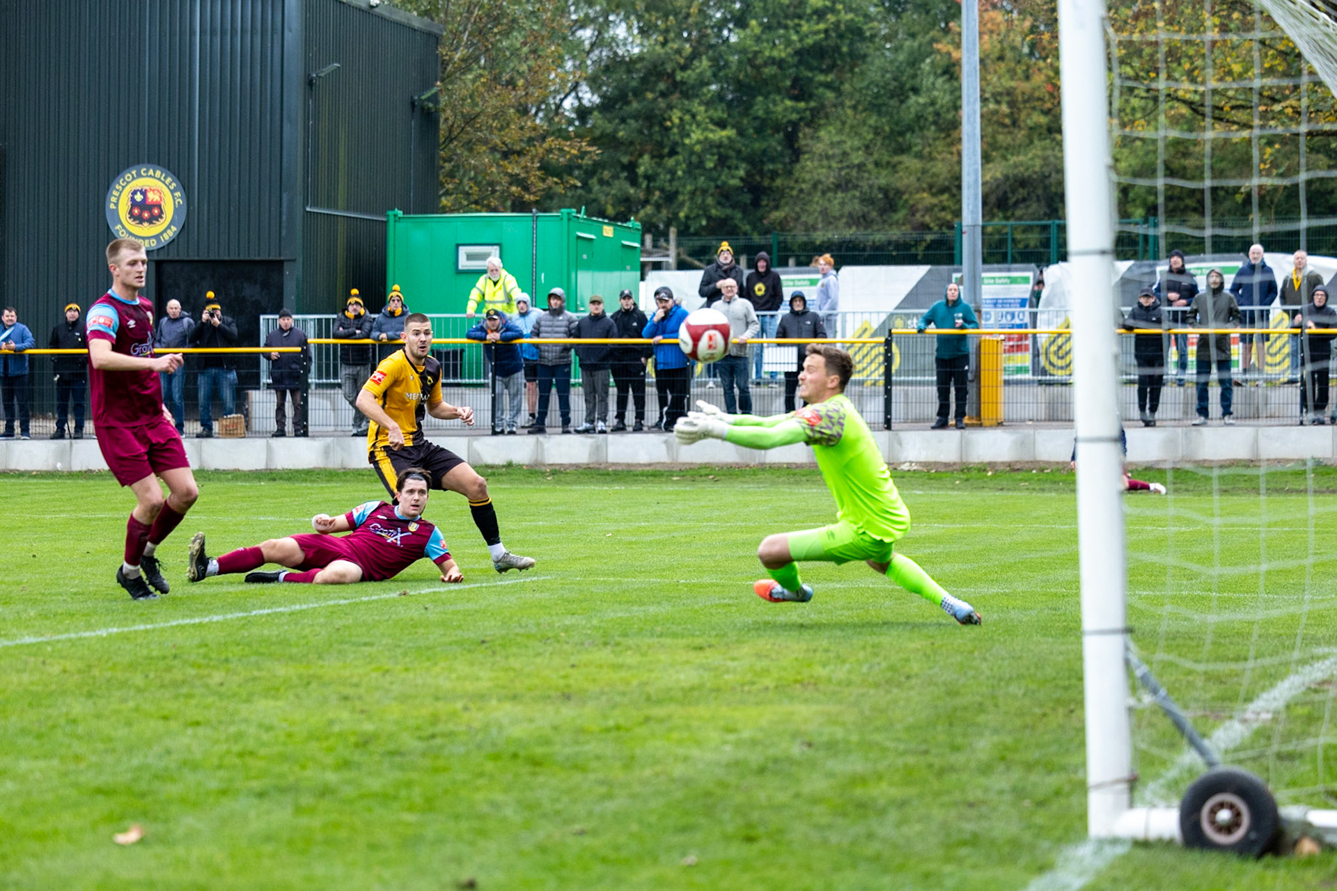 Prescot, ENGLAND -  during the NPL Premier Division match between Prescot Cables and  Stocksbridge Park Steels  at The Auto Safety Centre StadiumCanon Canon EOS R3 2500 1/3200 2.8 (Pic by John Middleton)