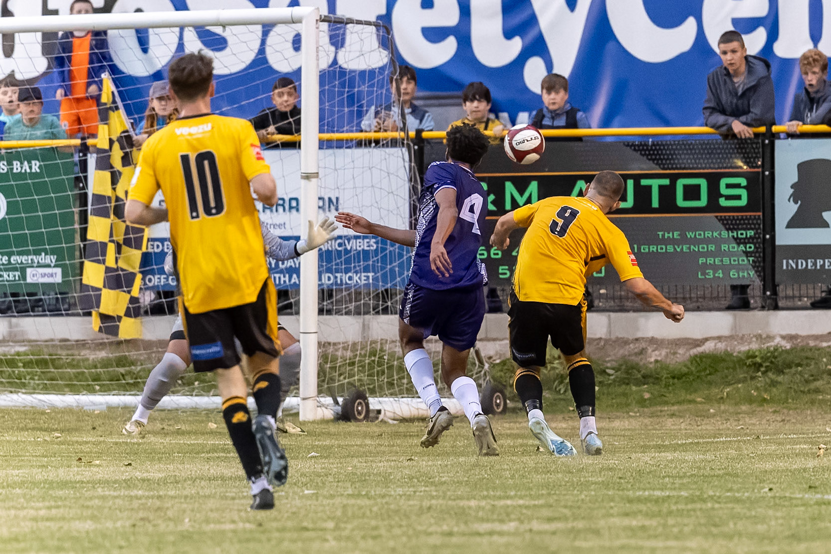 Prescot, ENGLAND -  during the NPL Premier Division match between Prescot Cables and  Leek Town  at The Auto Safety Centre StadiumCanon Canon EOS R3 8000 1/2000 2.8 (Pic by John Middleton)