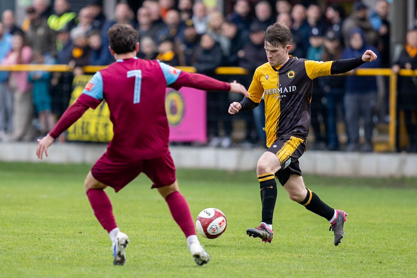 Prescot, ENGLAND -  during the NPL Premier Division match between Prescot Cables and  Stocksbridge Park Steels  at The Auto Safety Centre StadiumCanon Canon EOS R5 2000 1/3200 2.8 (Pic by John Middleton)