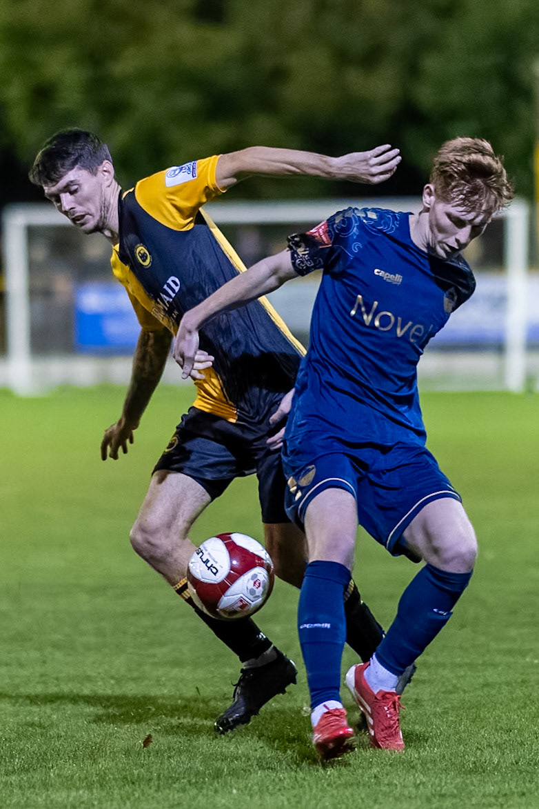 Prescot, ENGLAND -  during the NPL Premier Division match between Prescot Cables and  Warrington Town  at The Auto Safety Centre StadiumCanon Canon EOS R5 6400 1/2000 1.2 (Pic by John Middleton)