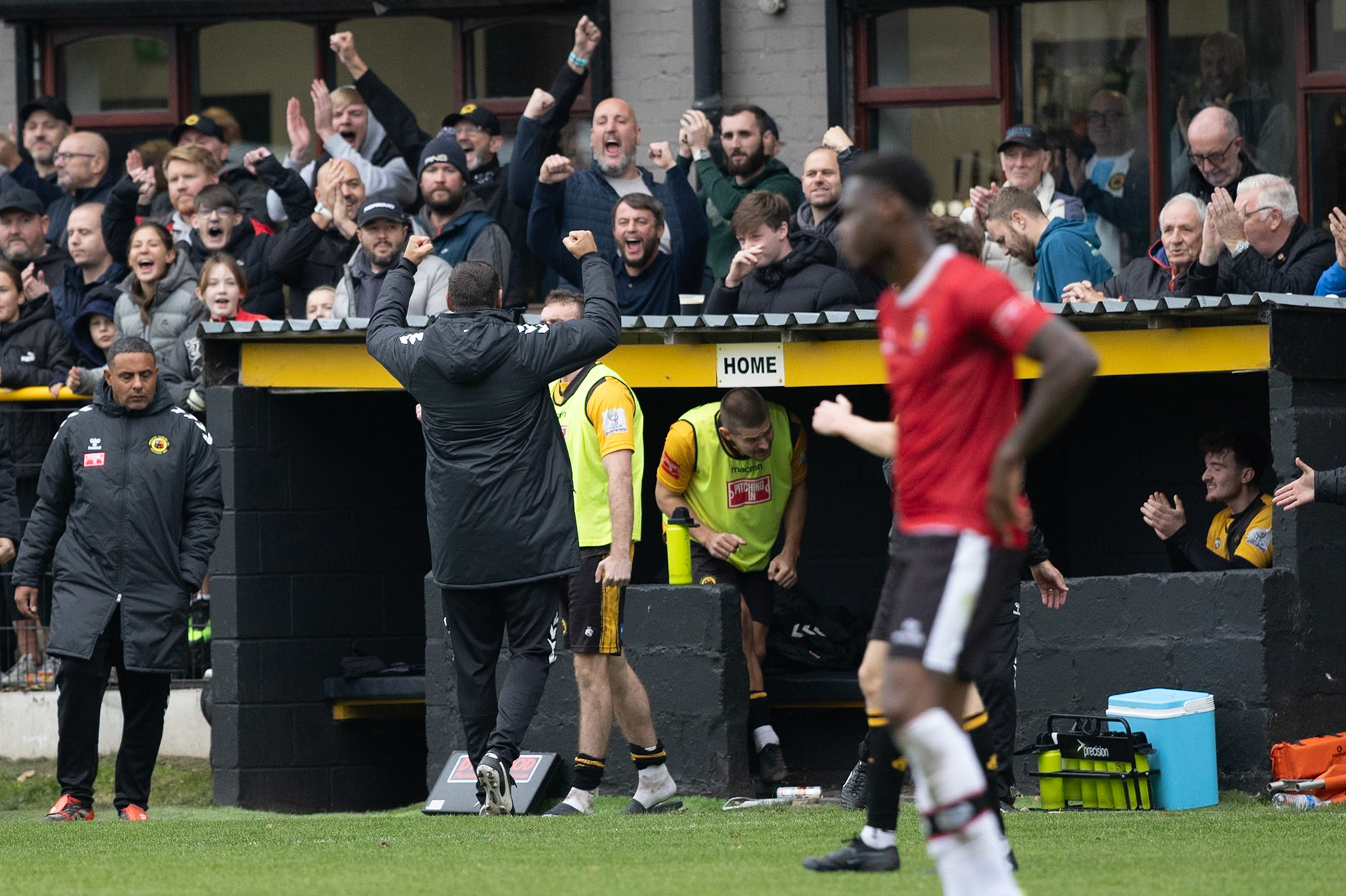 Prescot, ENGLAND -  during the NPL Premier Division match between Prescot Cables and  FC United  at The Auto Safety Centre StadiumCanon Canon EOS R5 1250 1/2000 2.8 (Pic by John Middleton)