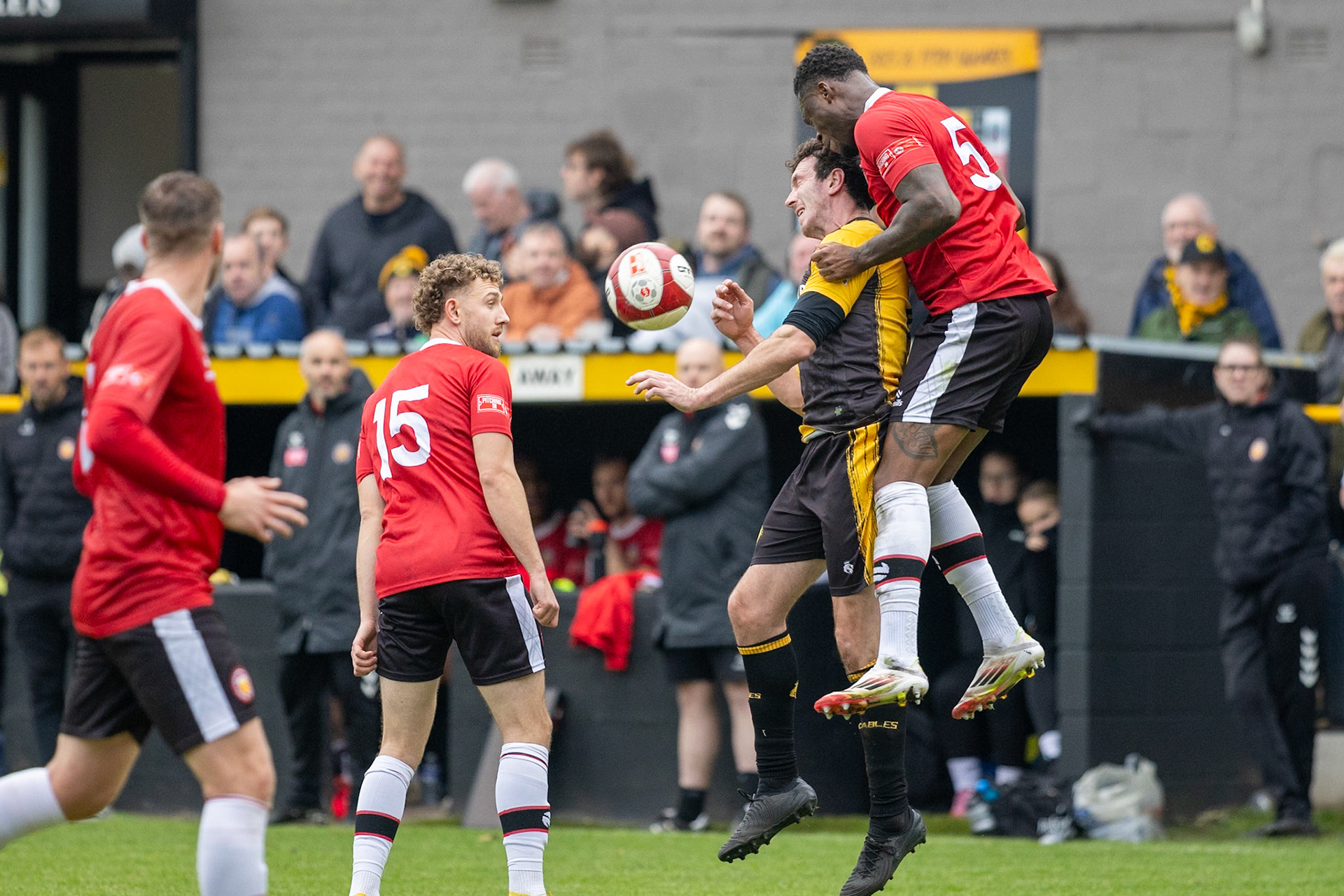 Prescot, ENGLAND -  during the NPL Premier Division match between Prescot Cables and  FC United  at The Auto Safety Centre StadiumCanon Canon EOS R5 1250 1/2000 2.8 (Pic by John Middleton)