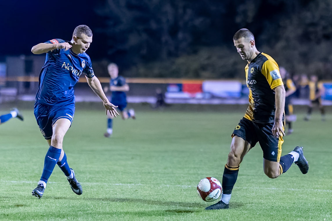 Prescot, ENGLAND -  during the NPL Premier Division match between Prescot Cables and  Warrington Town  at The Auto Safety Centre StadiumCanon Canon EOS R5 6400 1/2000 1.2 (Pic by John Middleton)