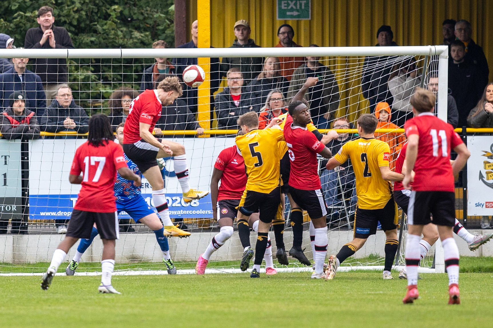 Prescot, ENGLAND -  during the NPL Premier Division match between Prescot Cables and  FC United  at The Auto Safety Centre StadiumCanon Canon EOS R5 1250 1/2000 2.8 (Pic by John Middleton)