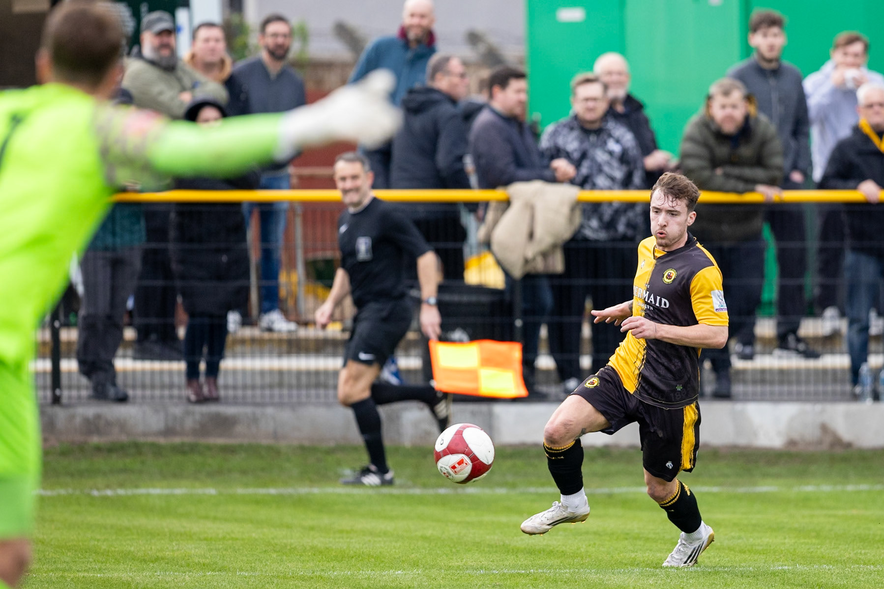 Prescot, ENGLAND -  during the NPL Premier Division match between Prescot Cables and  Stocksbridge Park Steels  at The Auto Safety Centre StadiumCanon Canon EOS R5 1250 1/3200 2.8 (Pic by John Middleton)