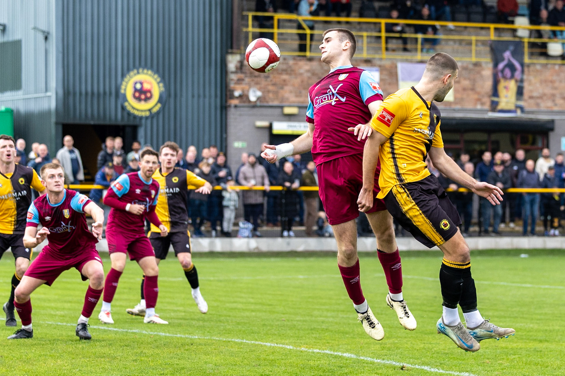 Prescot, ENGLAND -  during the NPL Premier Division match between Prescot Cables and  Stocksbridge Park Steels  at The Auto Safety Centre StadiumCanon Canon EOS R3 800 1/2500 2.8 (Pic by John Middleton)