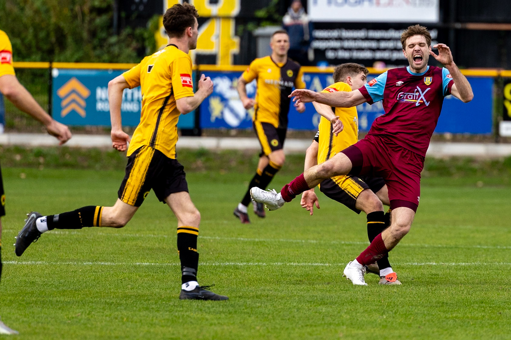 Prescot, ENGLAND -  during the NPL Premier Division match between Prescot Cables and  Stocksbridge Park Steels  at The Auto Safety Centre StadiumCanon Canon EOS R3 800 1/2500 2.8 (Pic by John Middleton)