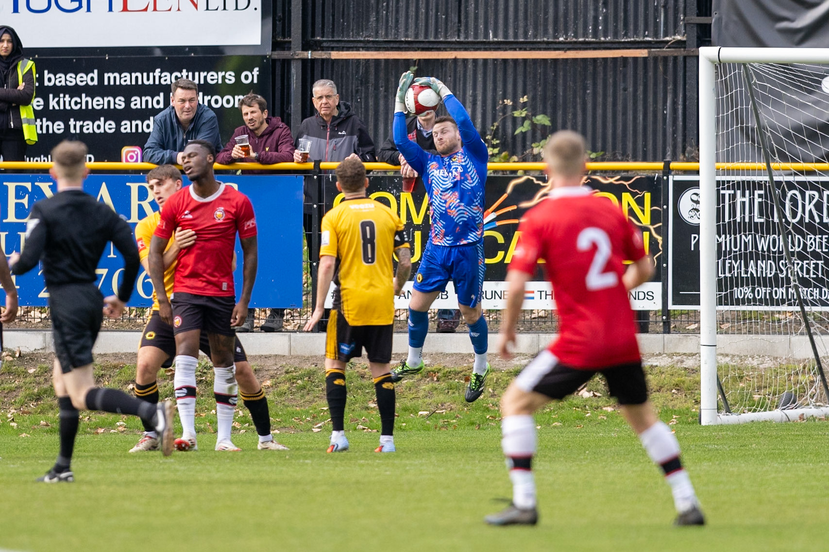 Prescot, ENGLAND -  during the NPL Premier Division match between Prescot Cables and  FC United  at The Auto Safety Centre StadiumCanon Canon EOS R5 640 1/3200 2.8 (Pic by John Middleton)