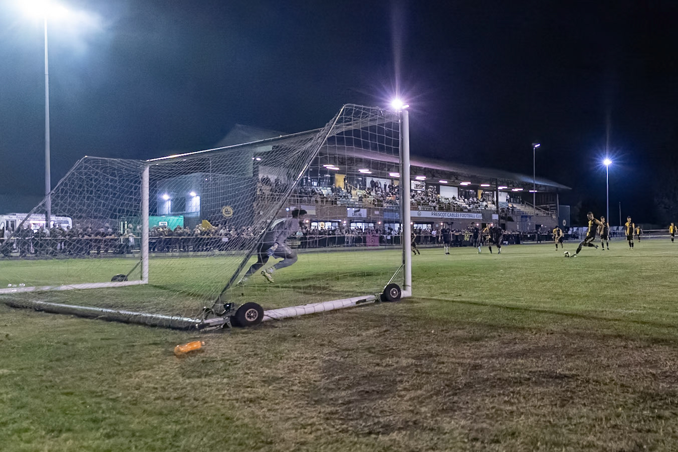 Prescot, ENGLAND -  during the NPL Premier Division match between Prescot Cables and  Leek Town  at The Auto Safety Centre StadiumCanon Canon EOS R5 12800 1/1250 2.8 (Pic by John Middleton)