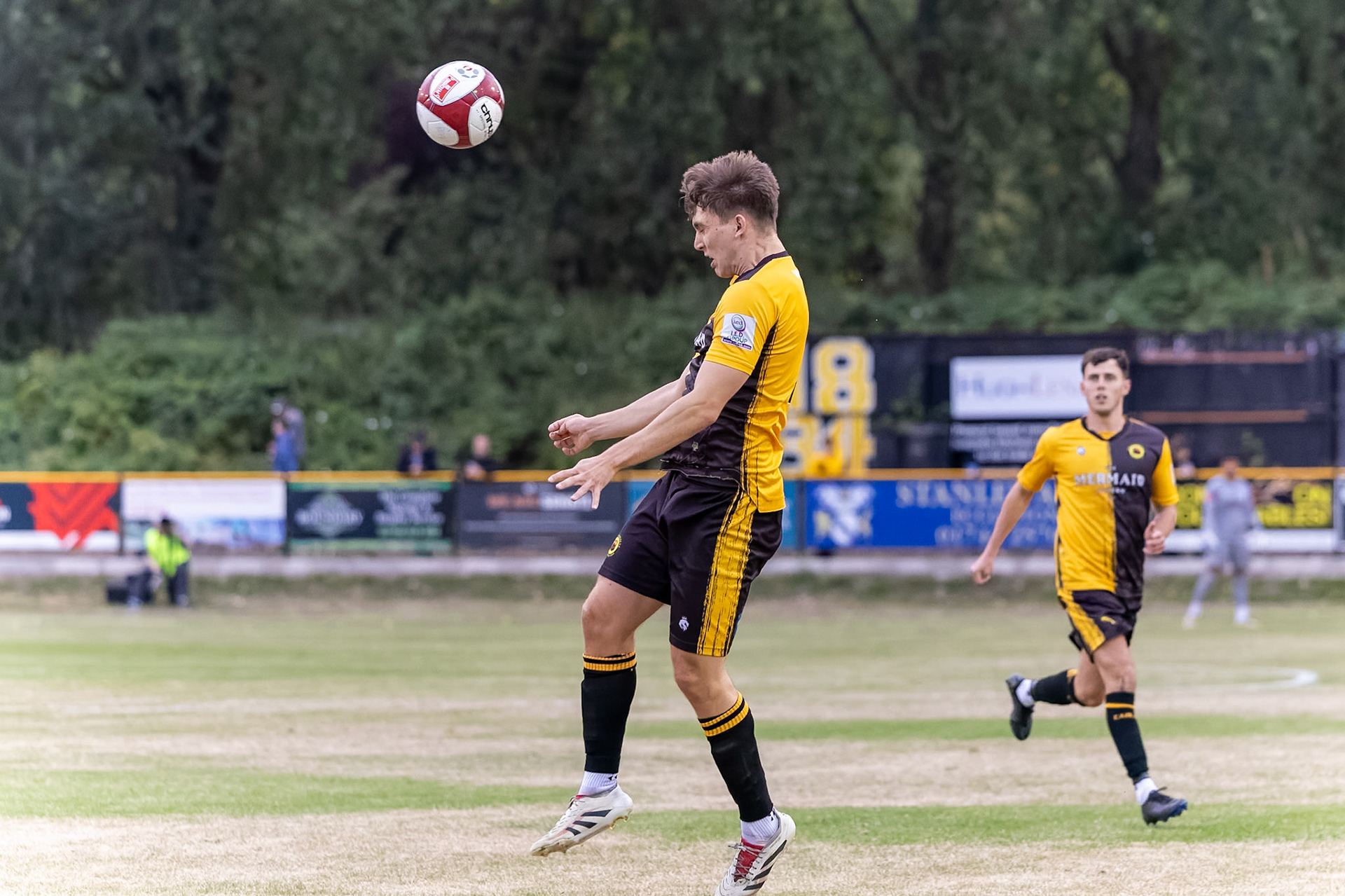 Prescot, ENGLAND -  during the NPL Premier Division match between Prescot Cables and  Leek Town  at The Auto Safety Centre StadiumCanon Canon EOS R3 5000 1/2000 2.8 (Pic by John Middleton)
