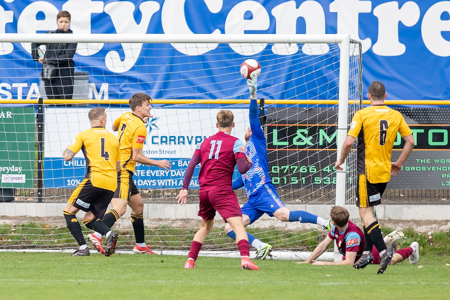 Prescot, ENGLAND -  during the NPL Premier Division match between Prescot Cables and  Stocksbridge Park Steels  at The Auto Safety Centre StadiumCanon Canon EOS R5 1250 1/3200 2.8 (Pic by John Middleton)