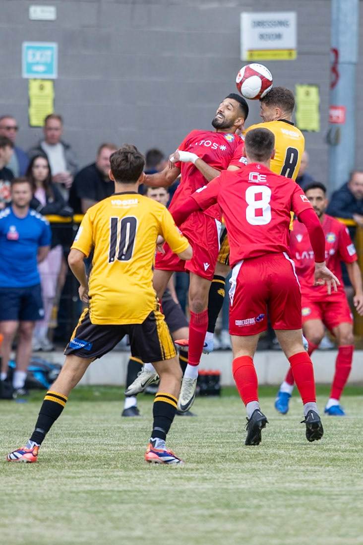Prescot, ENGLAND - during the NPL Premier Division match between Prescot Cables and Stockton Town at Prescot.Canon Canon EOS R5 800 1/5000 2.8 (Pic by John Middleton)