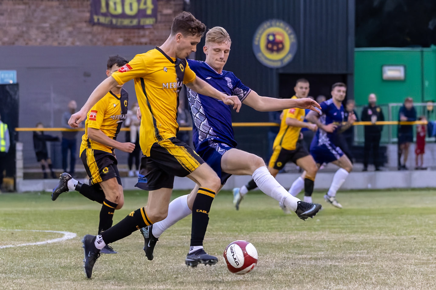 Prescot, ENGLAND -  during the NPL Premier Division match between Prescot Cables and  Leek Town  at The Auto Safety Centre StadiumCanon Canon EOS R3 8000 1/2000 2.8 (Pic by John Middleton)