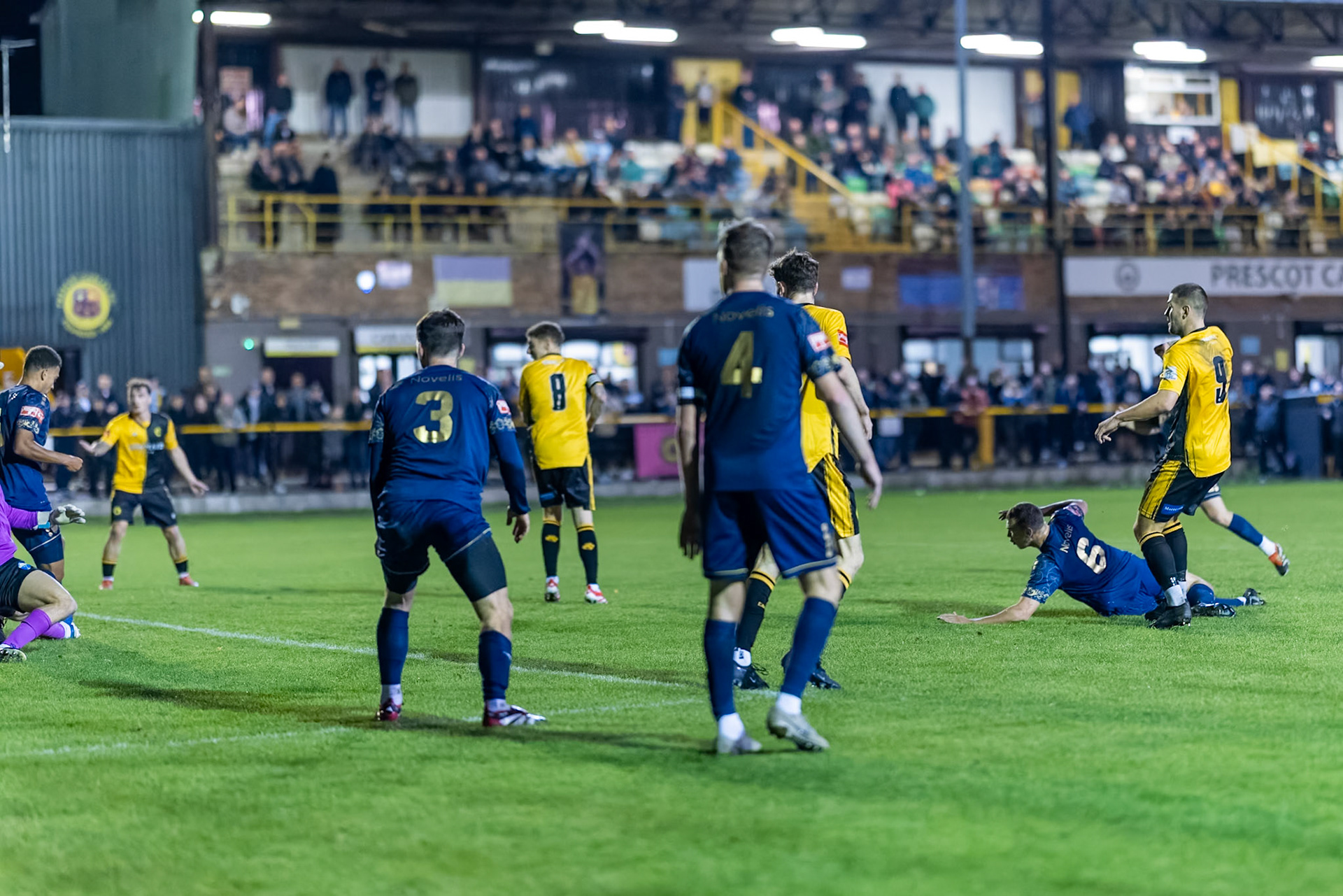 Prescot, ENGLAND -  during the NPL Premier Division match between Prescot Cables and  Warrington Town  at The Auto Safety Centre StadiumCanon Canon EOS R5 6400 1/2000 1.2 (Pic by John Middleton)