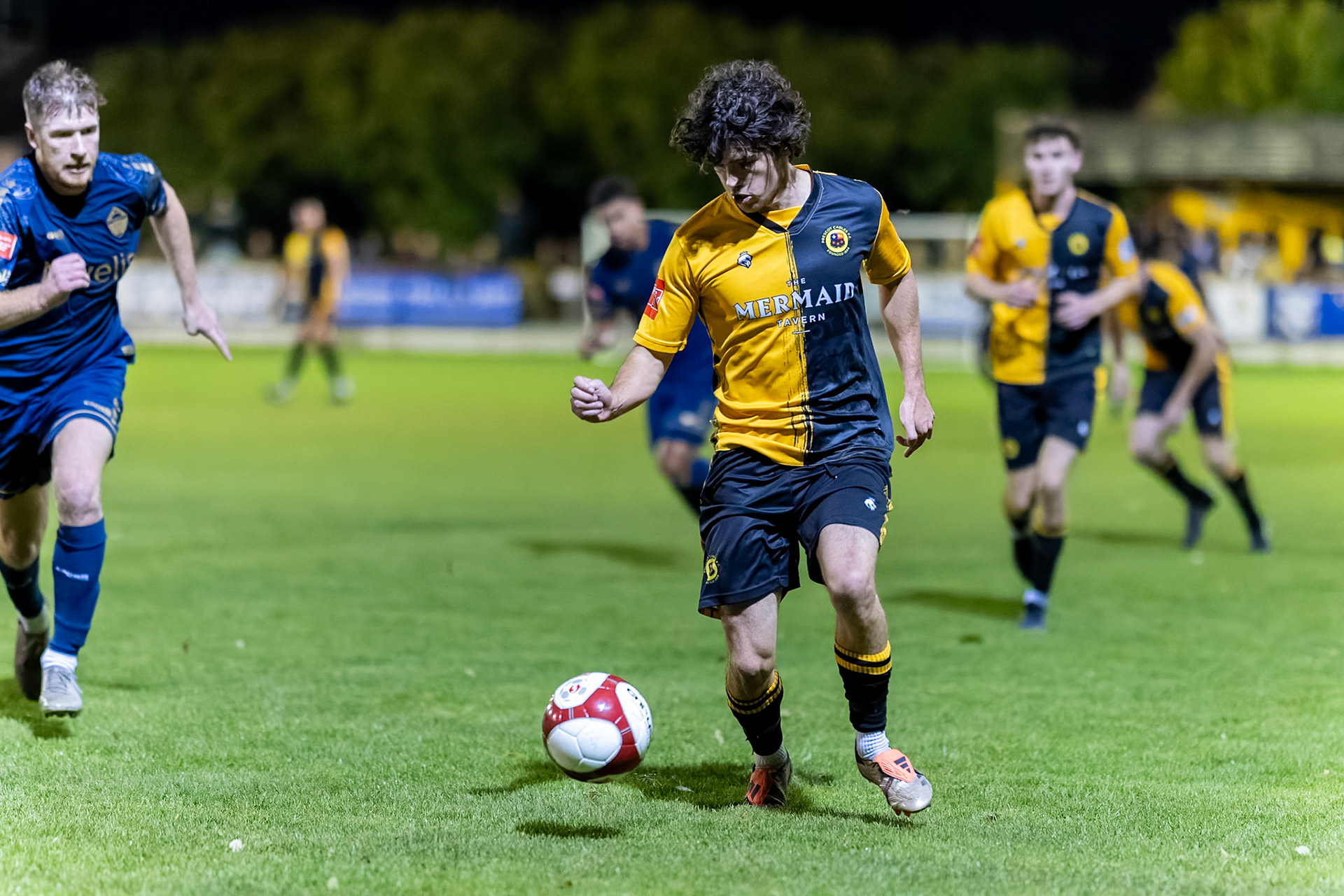 Prescot, ENGLAND -  during the NPL Premier Division match between Prescot Cables and  Warrington Town  at The Auto Safety Centre StadiumCanon Canon EOS R5 6400 1/1250 1.2 (Pic by John Middleton)