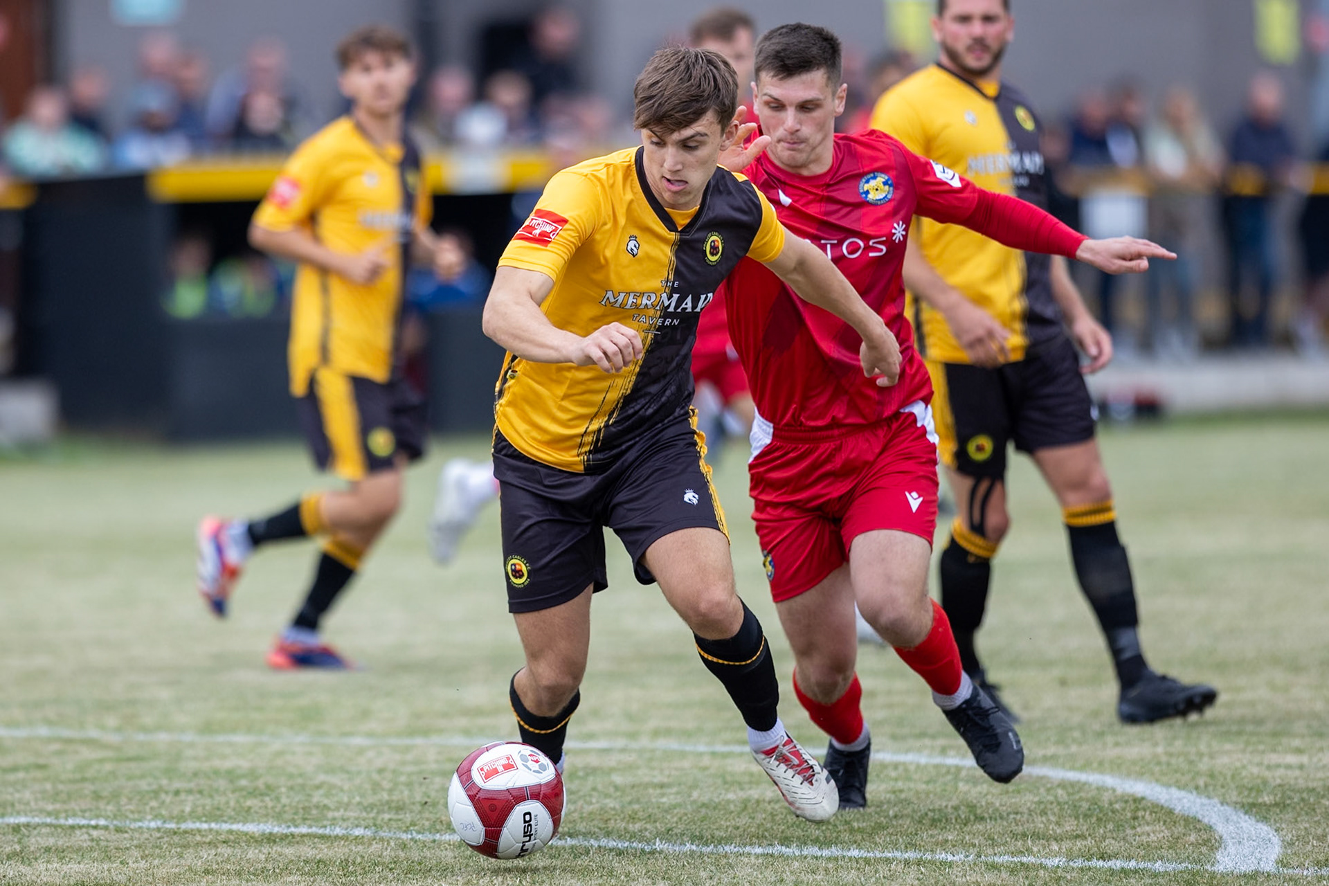 Prescot, ENGLAND - during the NPL Premier Division match between Prescot Cables and Stockton Town at Prescot.Canon Canon EOS R5 800 1/5000 2.8 (Pic by John Middleton)