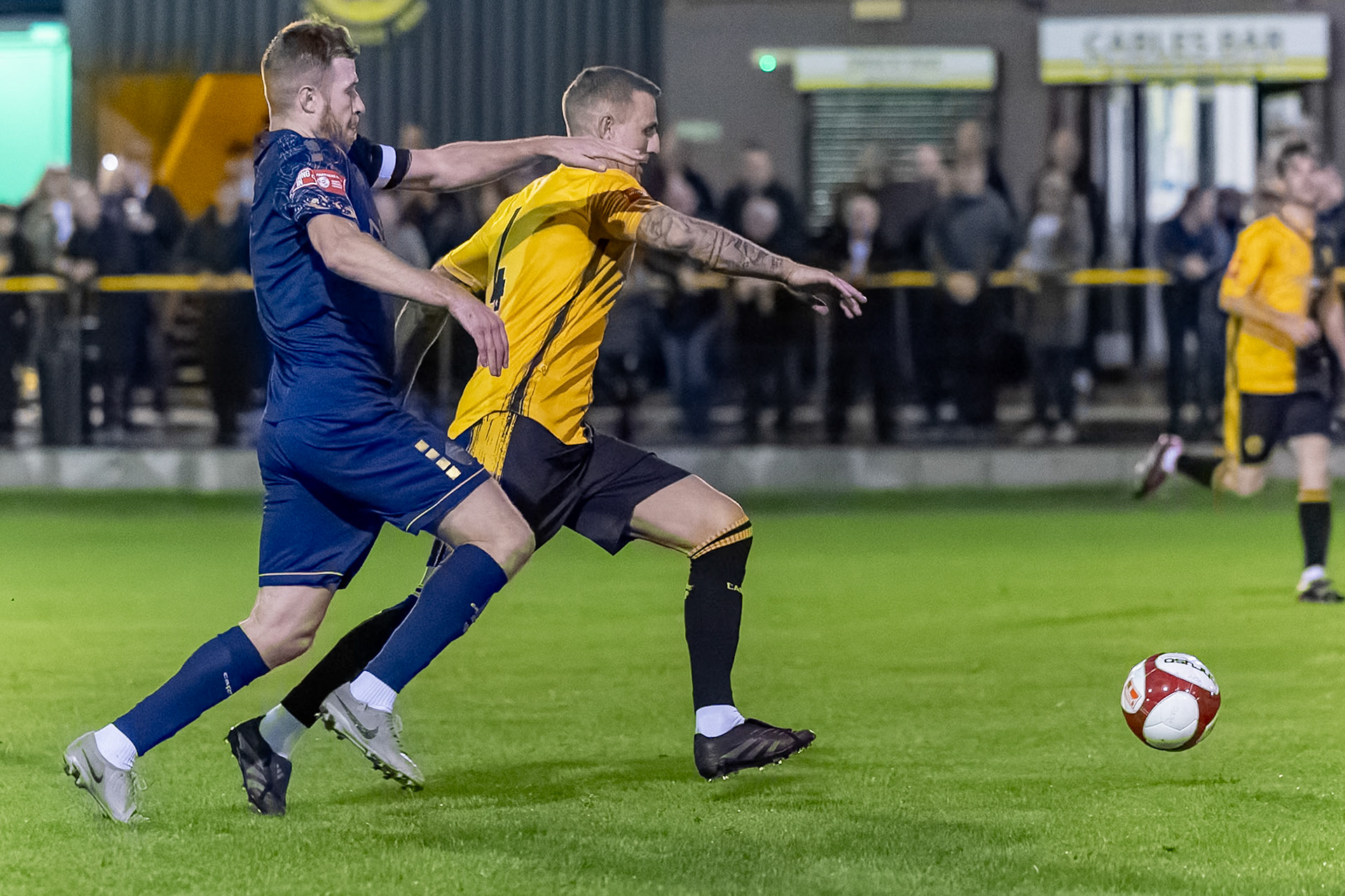 Prescot, ENGLAND -  during the NPL Premier Division match between Prescot Cables and  Warrington Town  at The Auto Safety Centre StadiumCanon Canon EOS R3 12800 1/1600 2.8 (Pic by John Middleton)