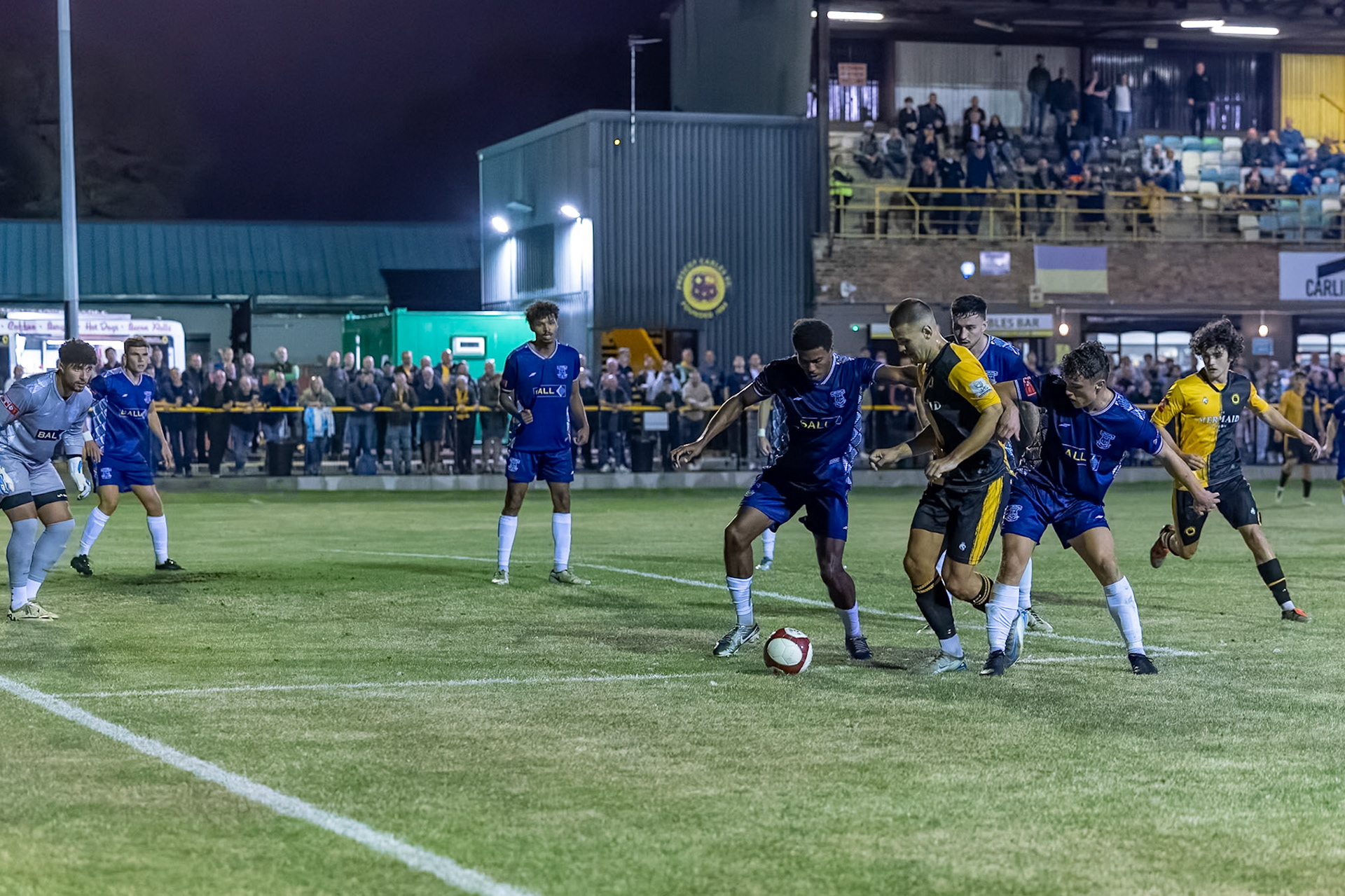 Prescot, ENGLAND -  during the NPL Premier Division match between Prescot Cables and  Leek Town  at The Auto Safety Centre StadiumCanon Canon EOS R3 10000 1/1250 2.8 (Pic by John Middleton)