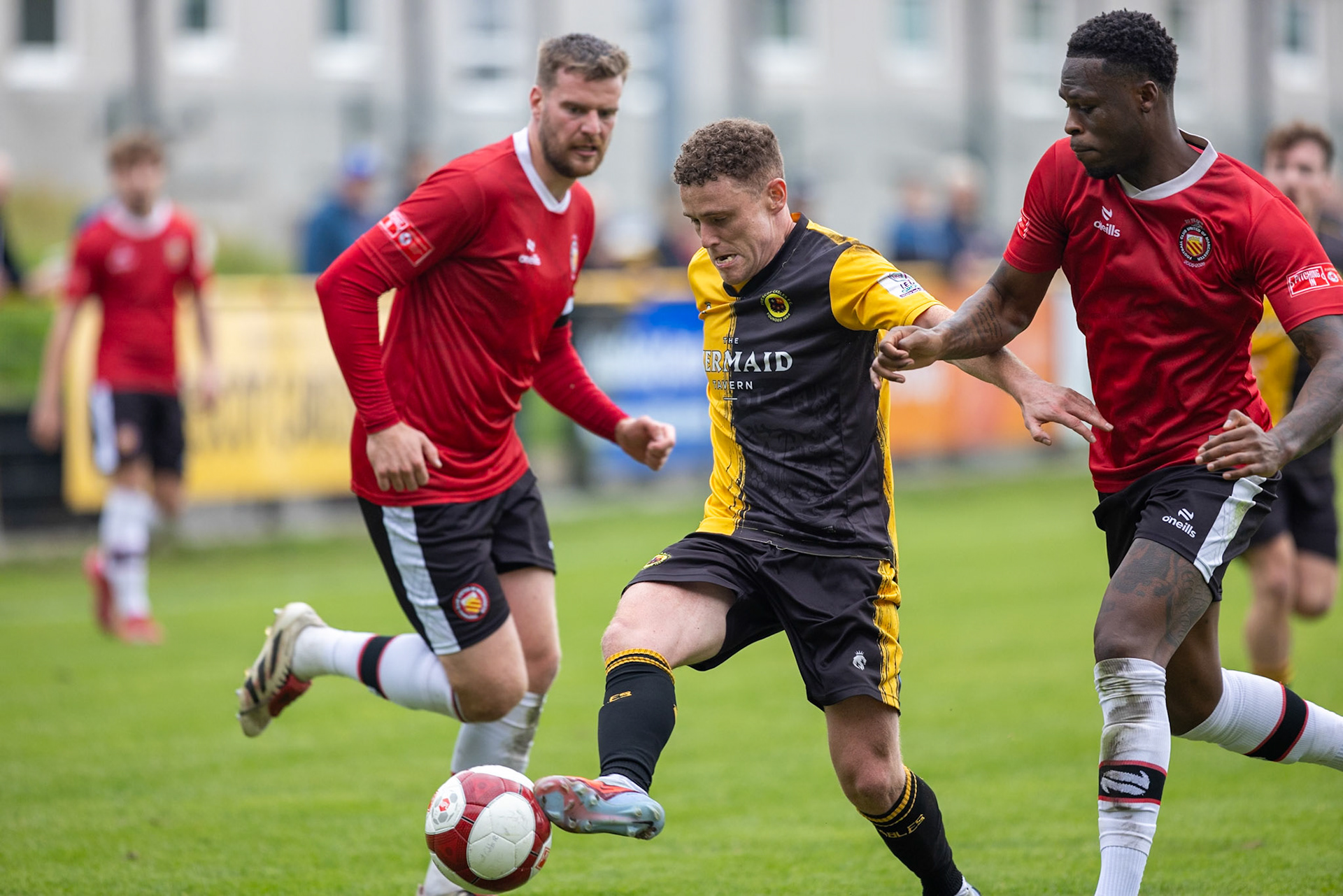 Prescot, ENGLAND -  during the NPL Premier Division match between Prescot Cables and  FC United  at The Auto Safety Centre StadiumCanon Canon EOS R5 800 1/2000 2.8 (Pic by John Middleton)